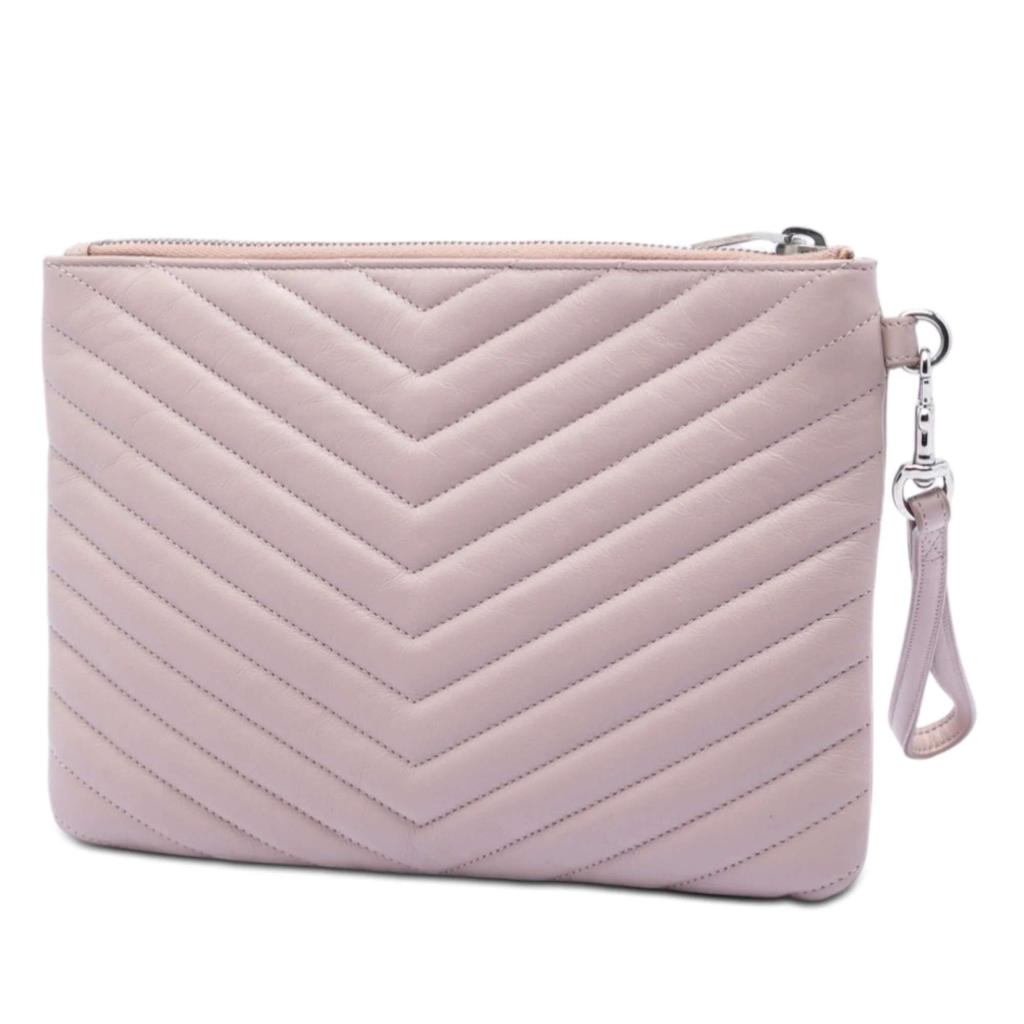 Classic Monogram Wristlet Pouch Matelasse Chevron Leather Small - Image 2