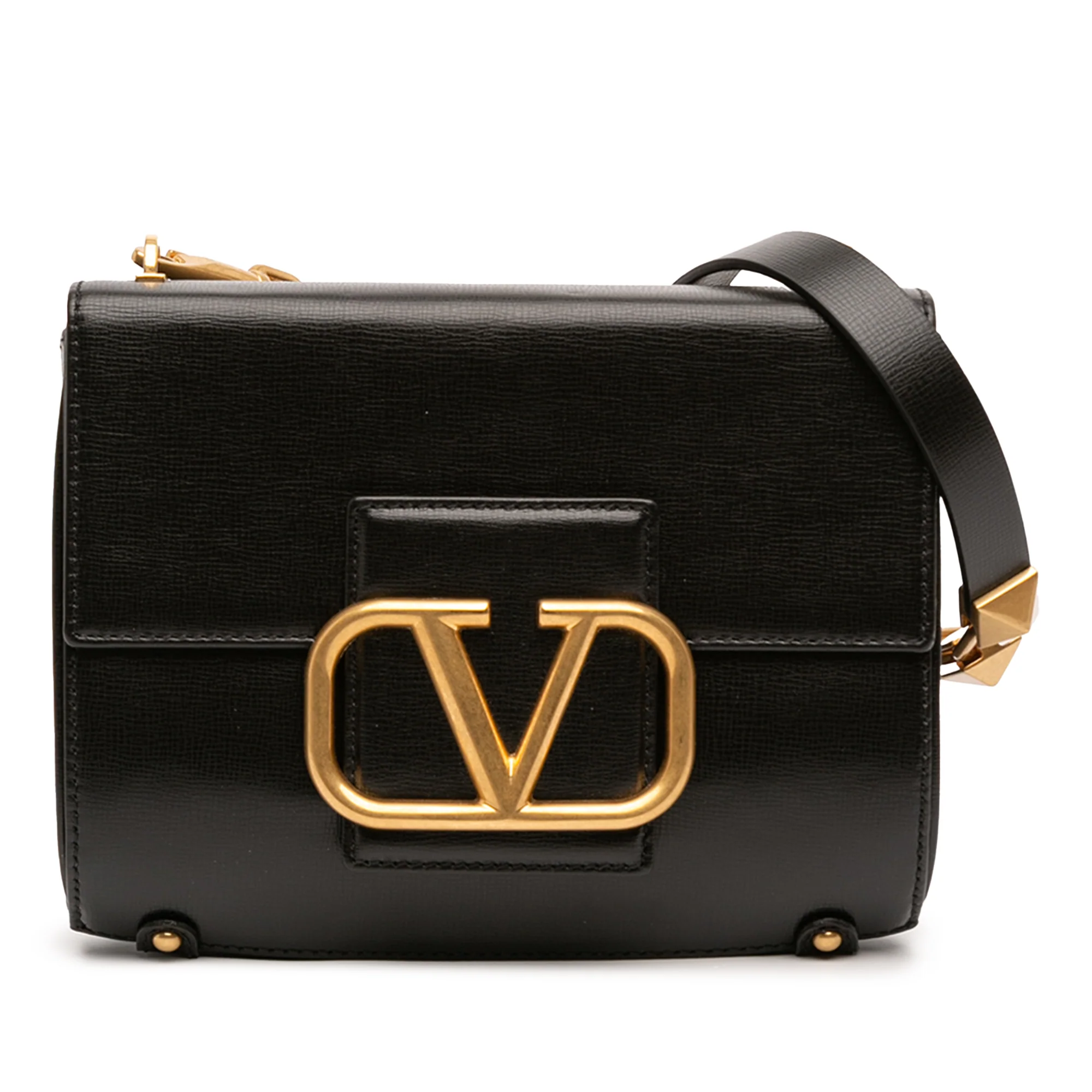 Stud Sign Shoulder Bag Leather