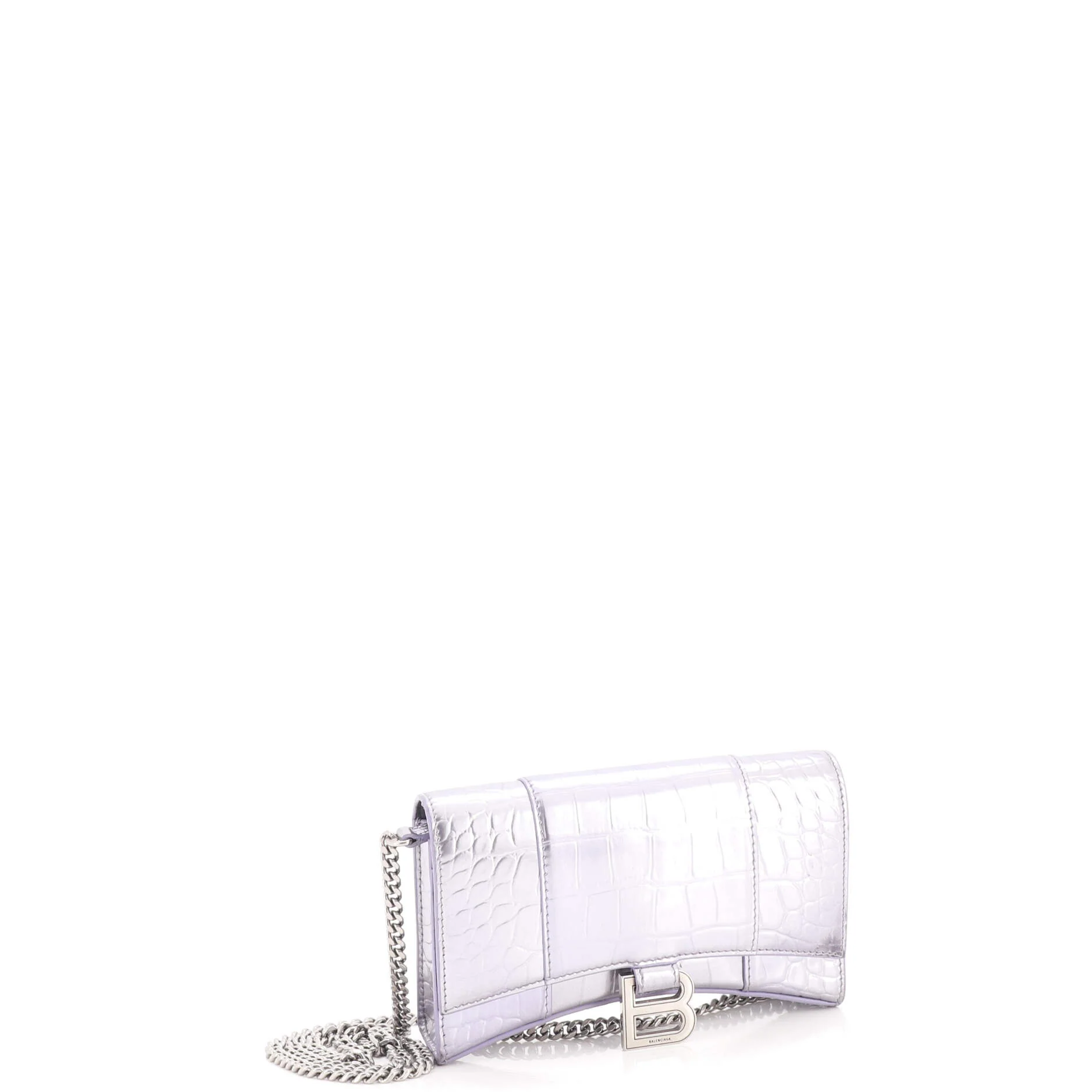 Hourglass Chain Wallet Crocodile Embossed Leather - Image 2