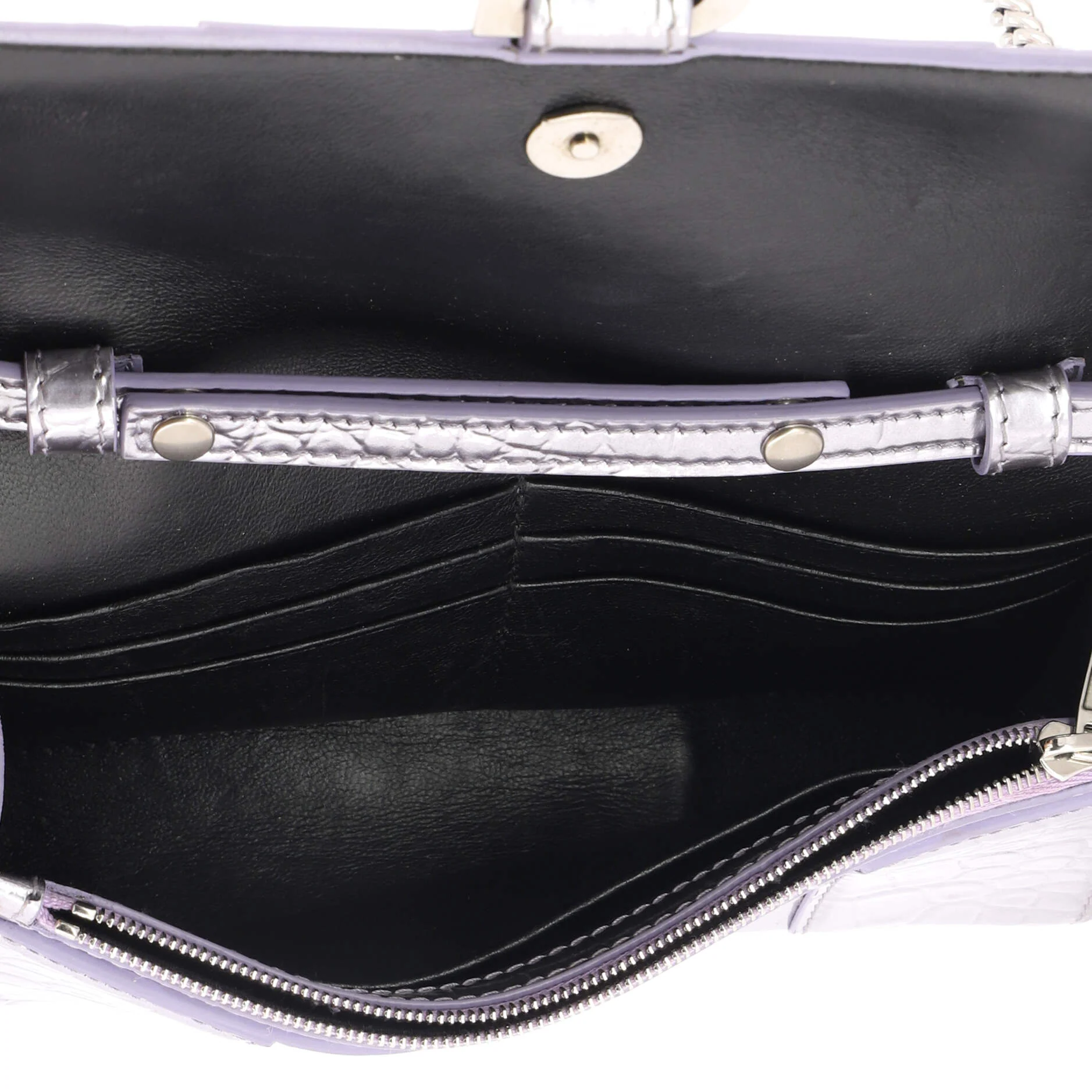 Hourglass Chain Wallet Crocodile Embossed Leather - Image 5
