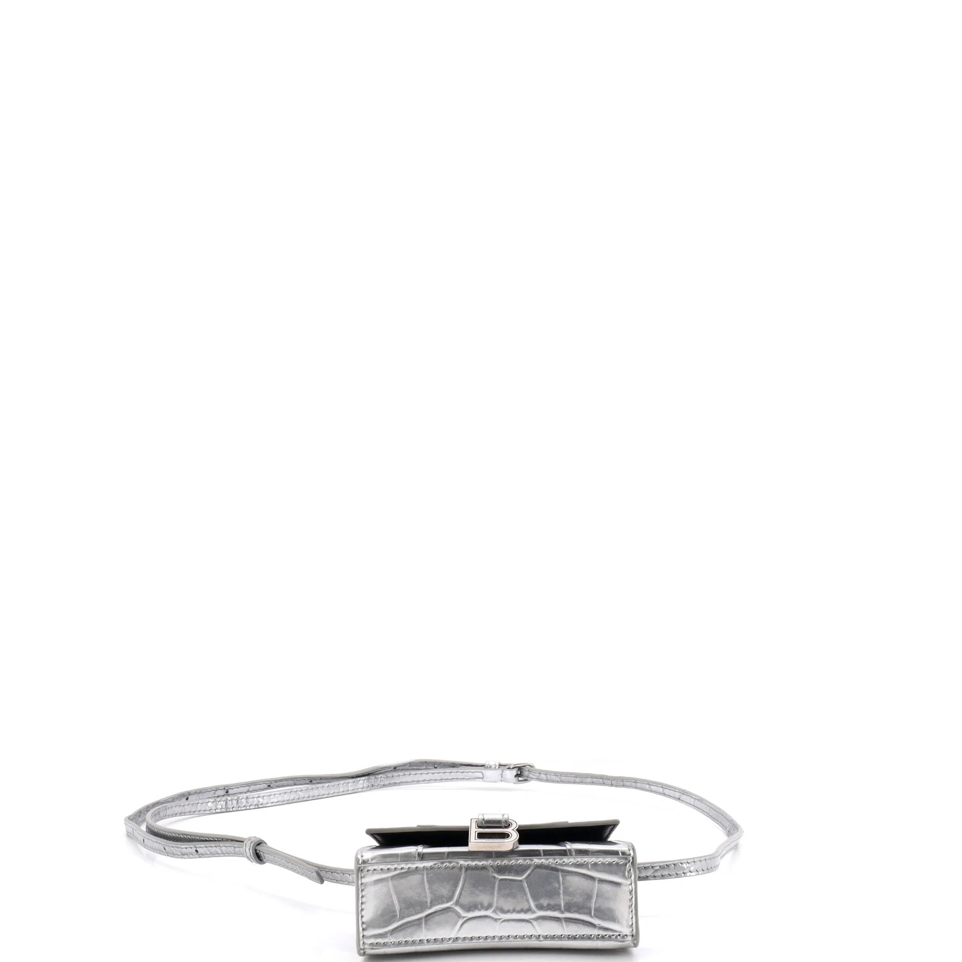 Hourglass Top Handle Bag Crocodile Embossed Leather Mini - Image 4