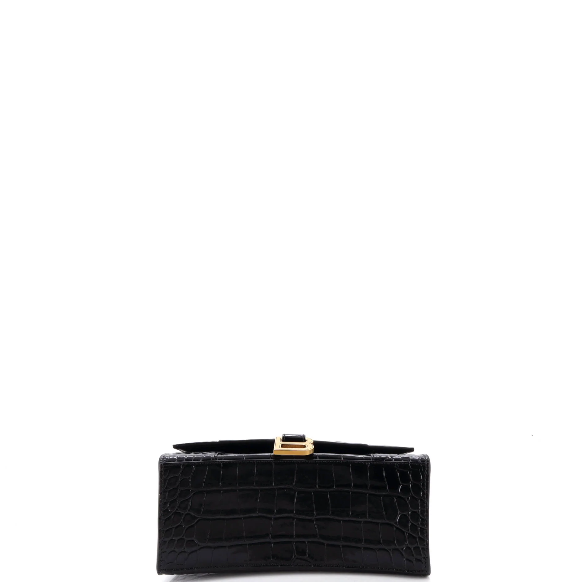 Hourglass Top Handle Bag Crocodile Embossed Leather Small - Image 4