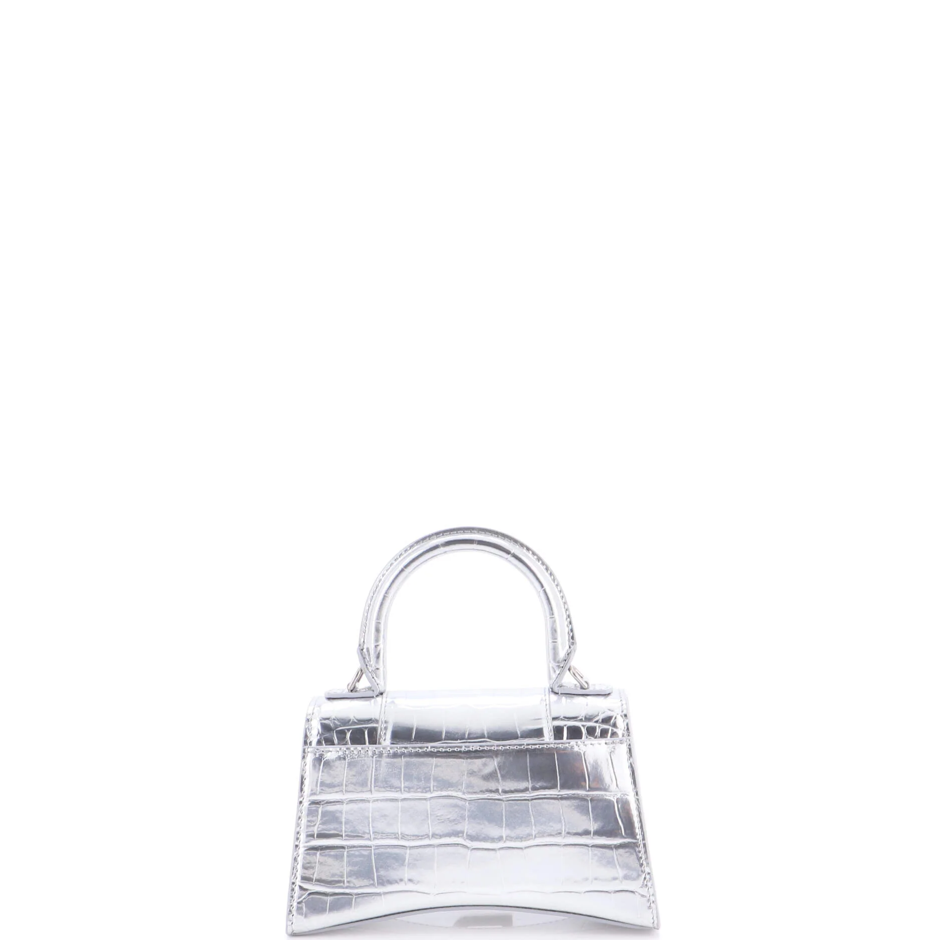 Hourglass Top Handle Bag Crocodile Embossed Leather XS - Image 3