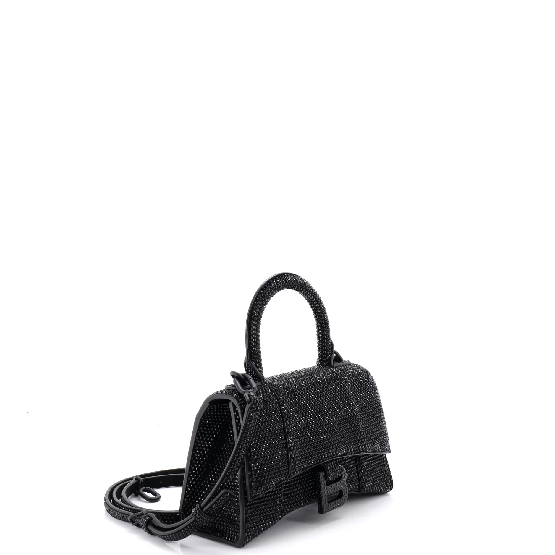 Hourglass Top Handle Bag Suede with Crystals XS - Image 2