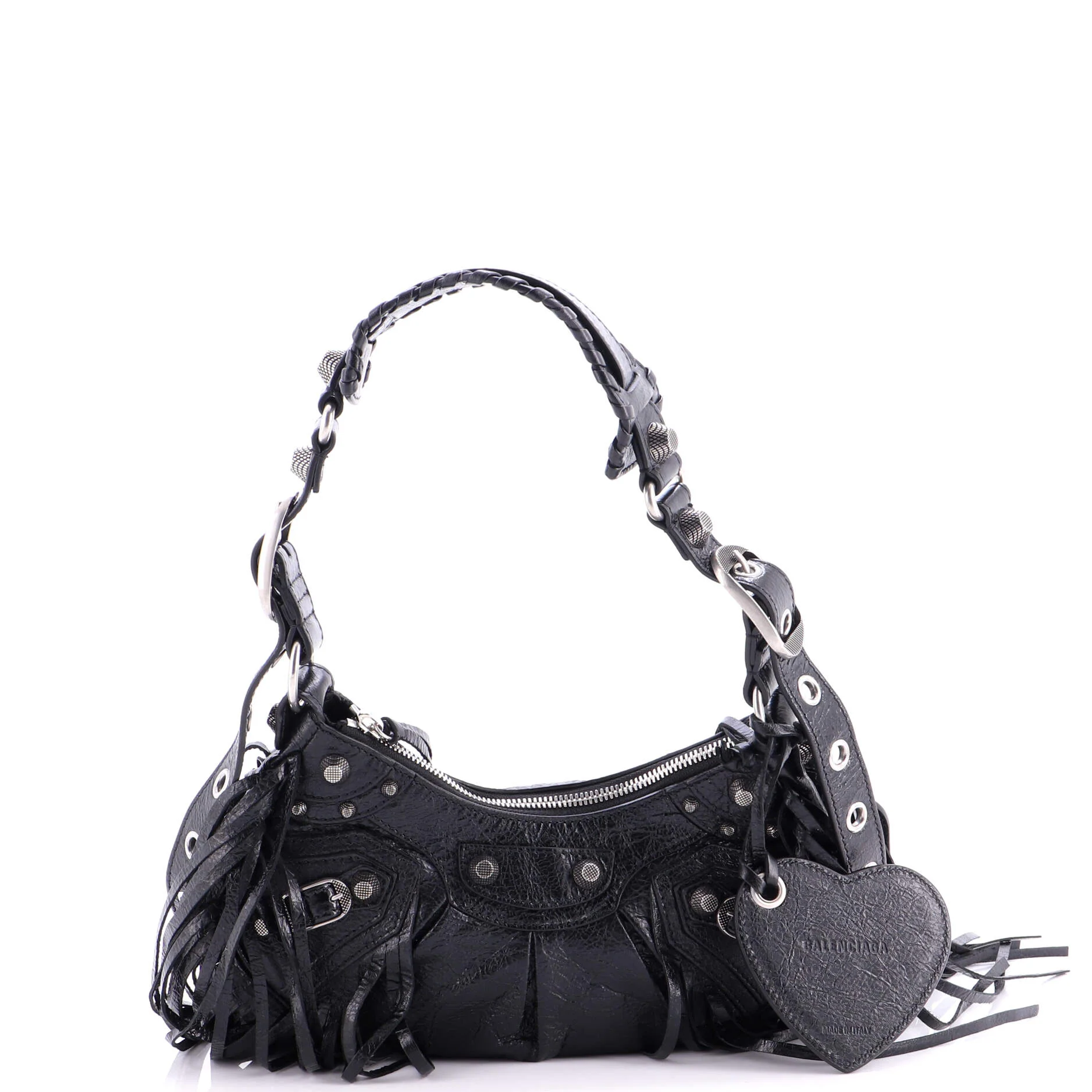 Le Cagole Giant Studs Fringe Shoulder Bag Leather XS - Image 3