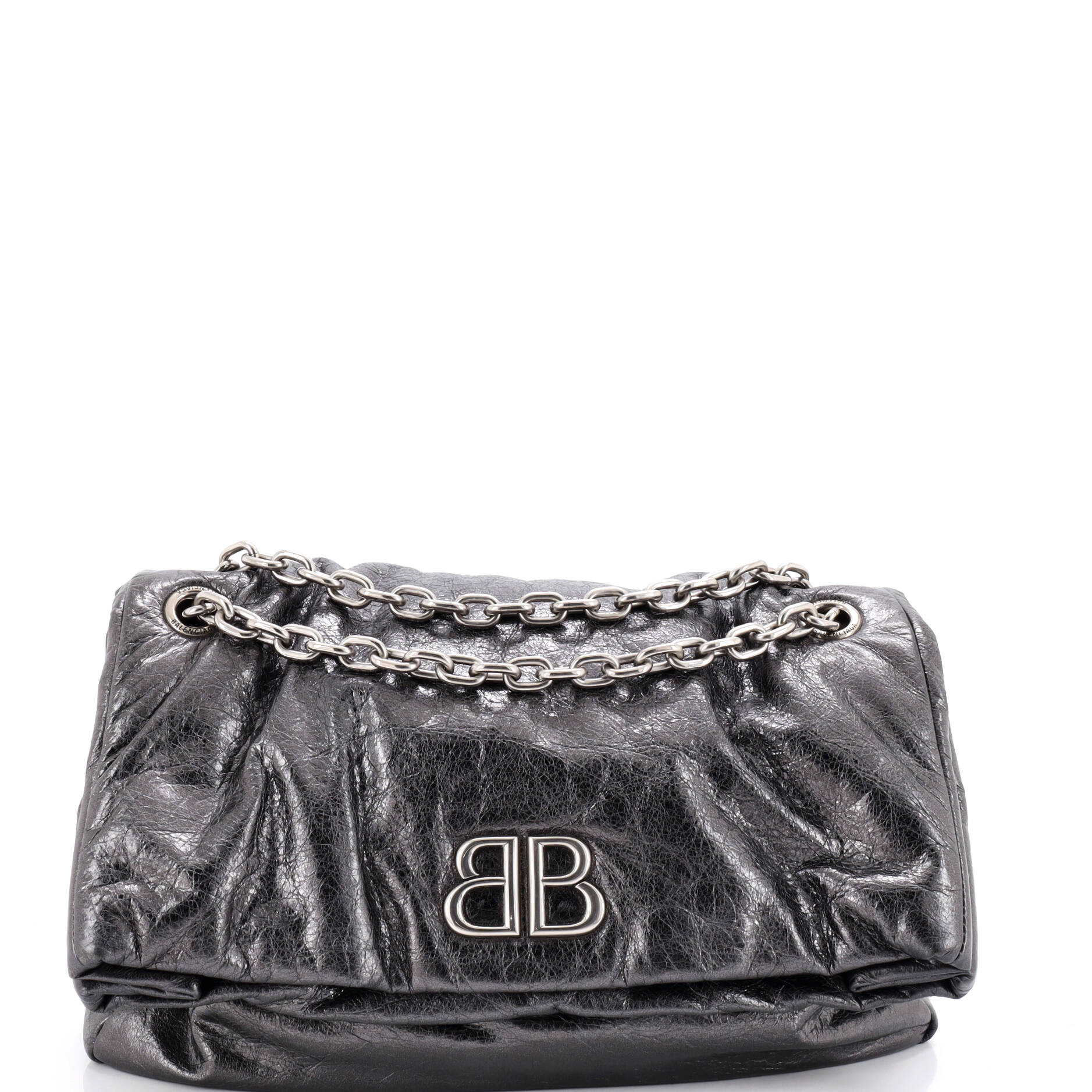 Monaco Chain Flap Shoulder Bag Leather Medium
