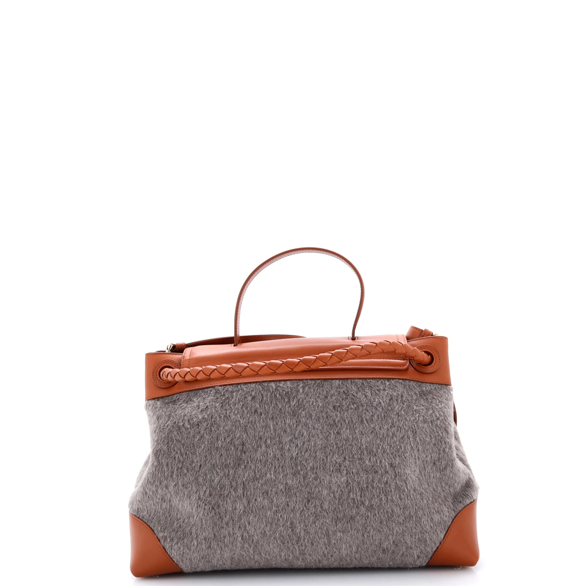 Ciao Ciao Top Handle Bag Wool with Leather and Intrecciato Detail Medium - Image 3