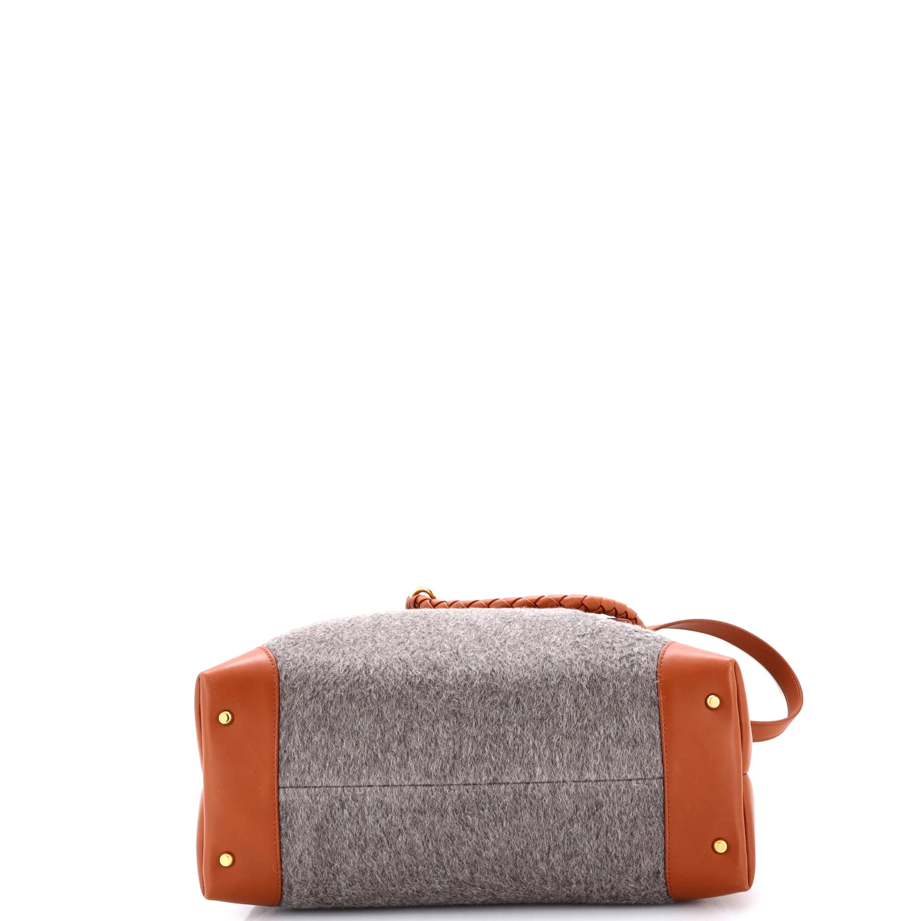 Ciao Ciao Top Handle Bag Wool with Leather and Intrecciato Detail Medium - Image 4