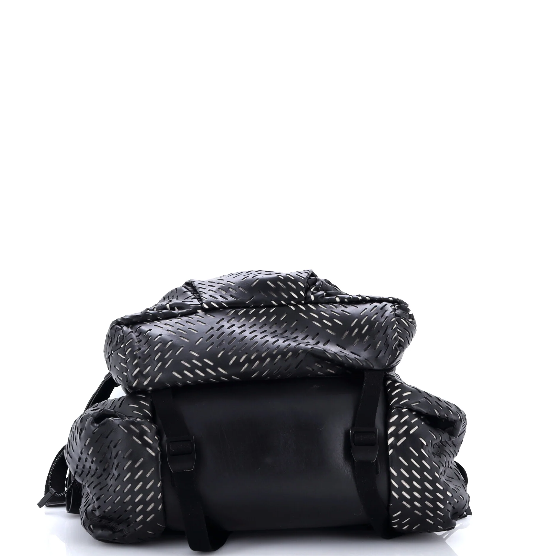 Fold Over Backpack Leather with Perforated Detail - Image 4