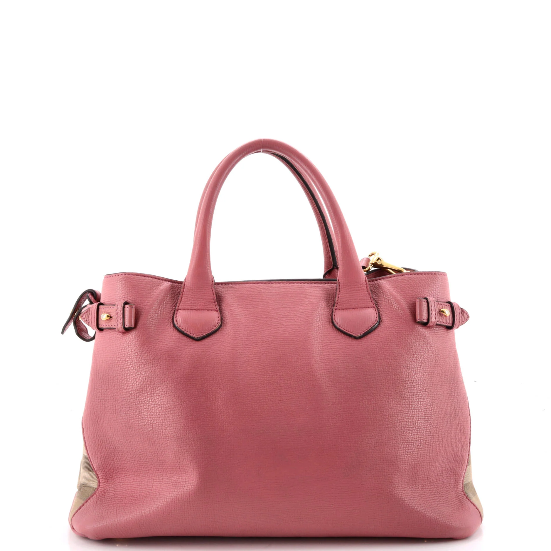 Banner Tote Leather and House Check Canvas Medium - Image 3
