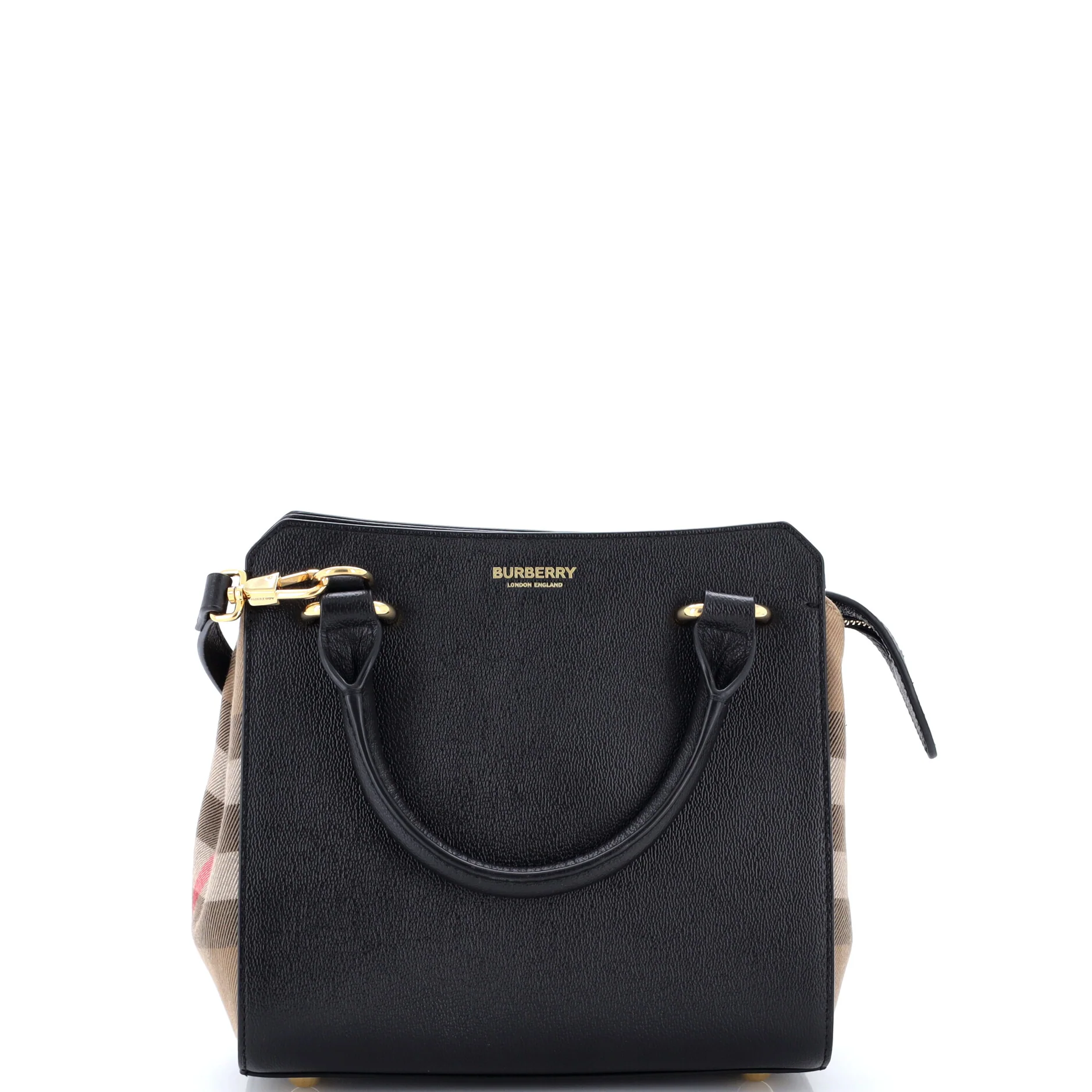 Banwell Tote Leather and House Check Canvas Mini
