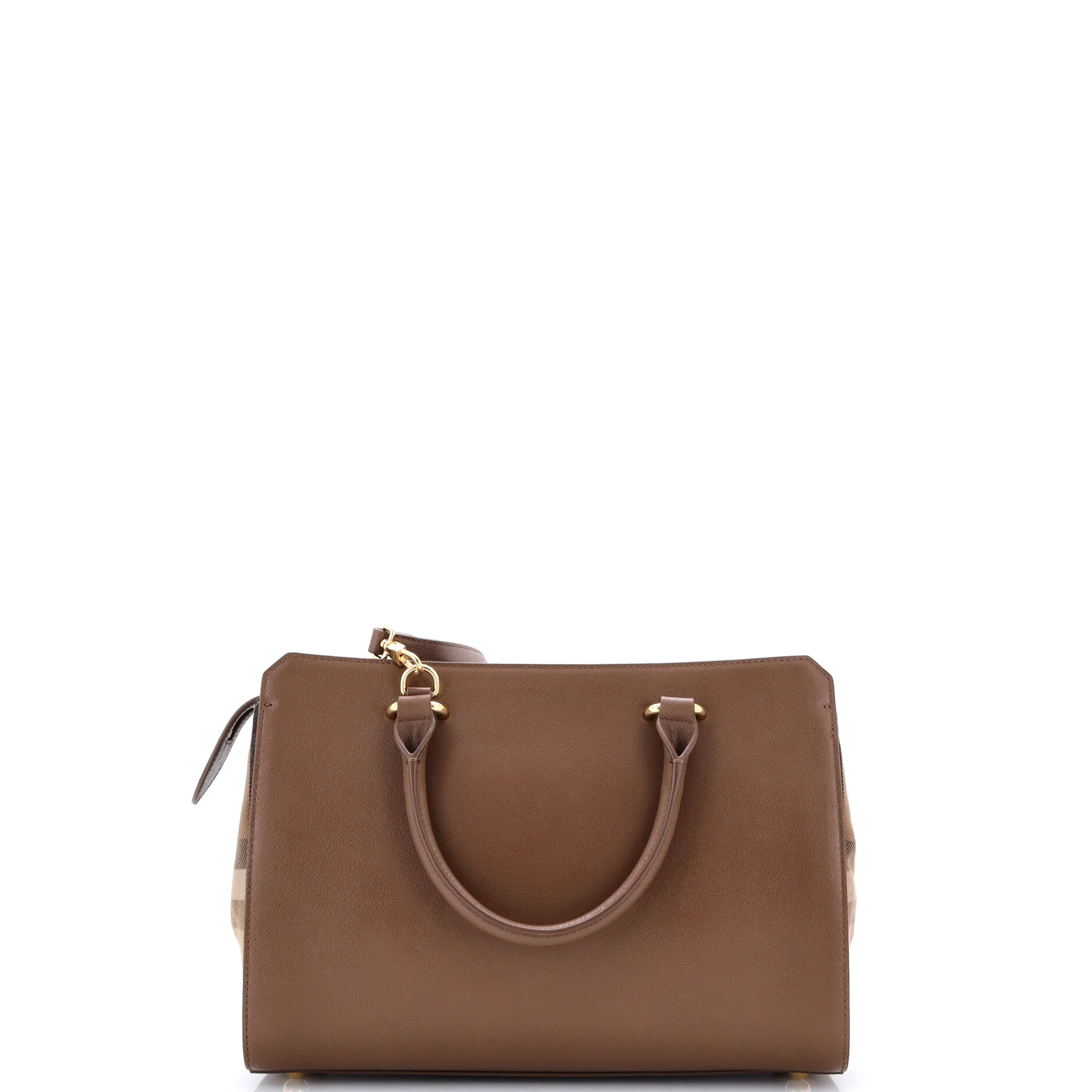 Banwell Tote Leather and House Check Canvas Small - Image 3