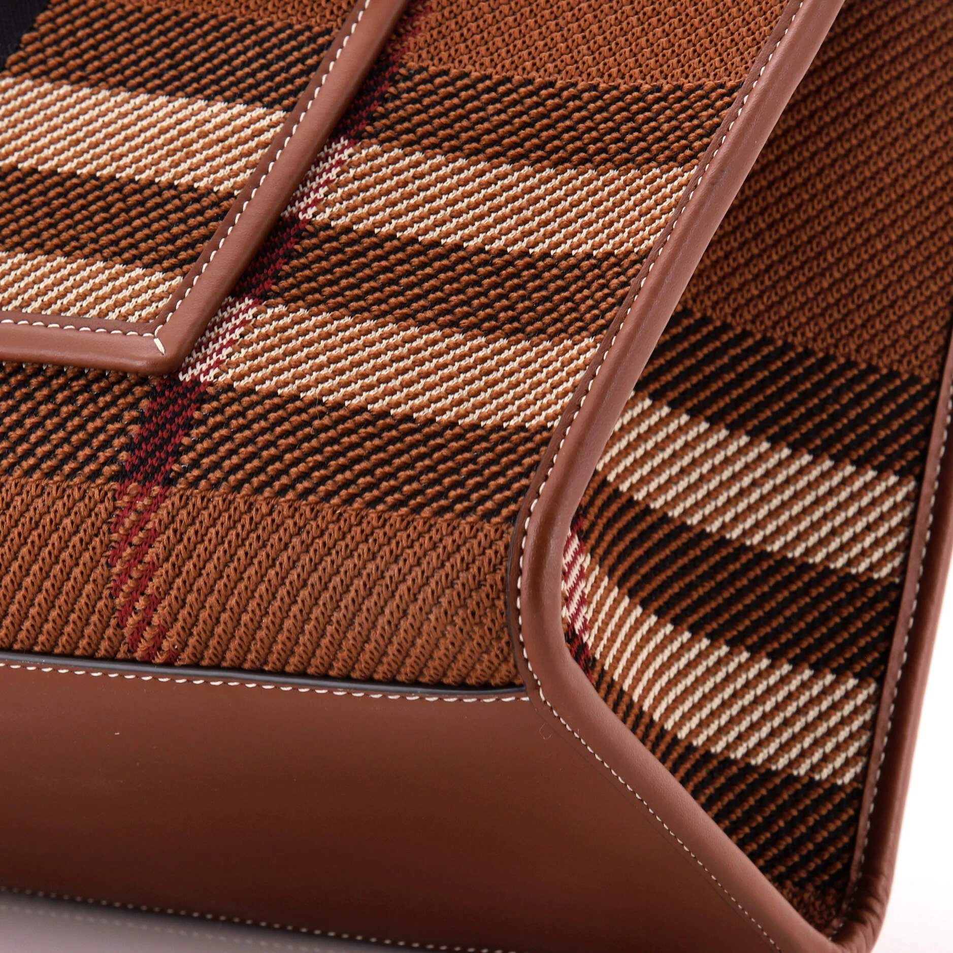 Freya Shopping Tote Check Canvas with Leather Medium - Image 6