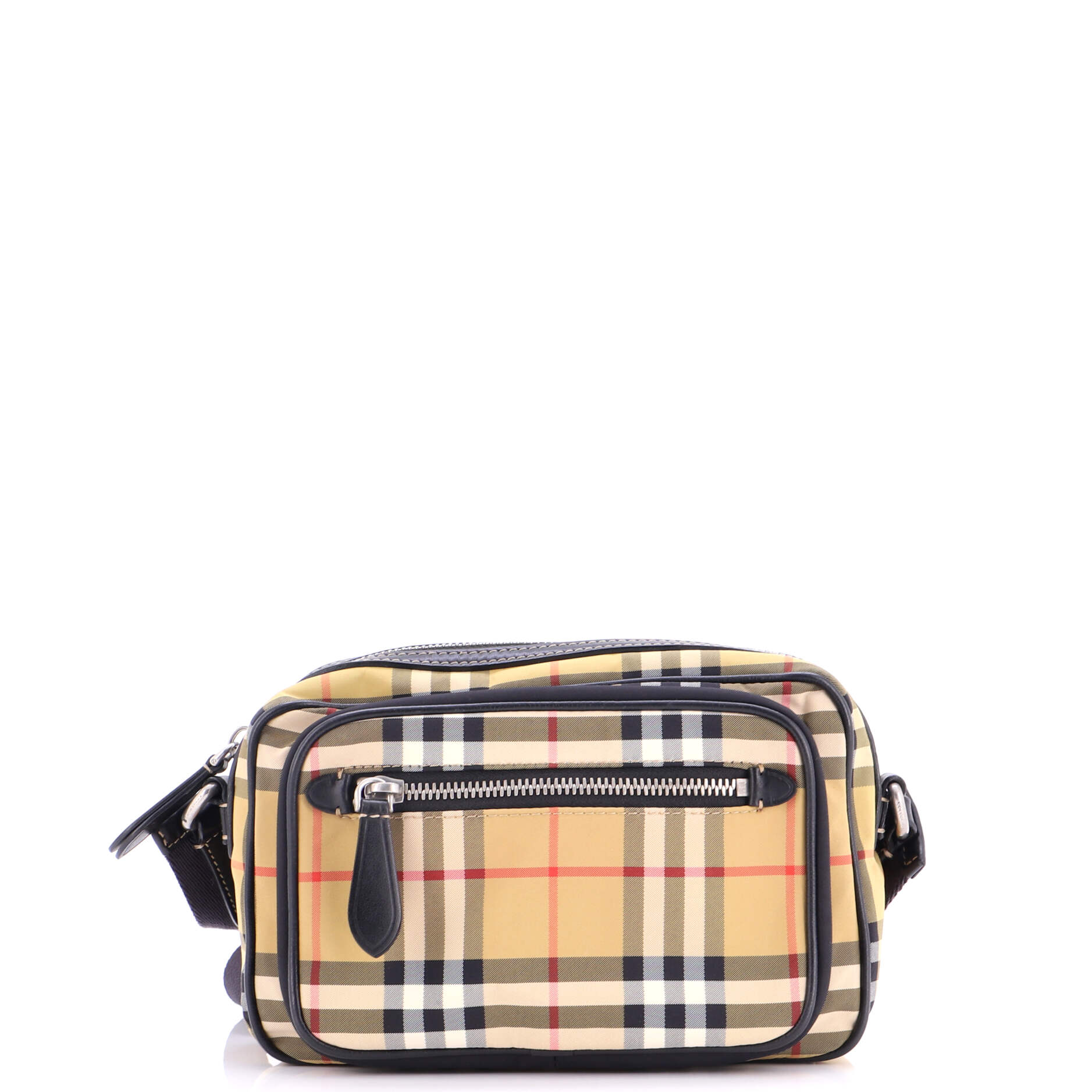 Front Pocket Crossbody Bag Vintage Check Canvas