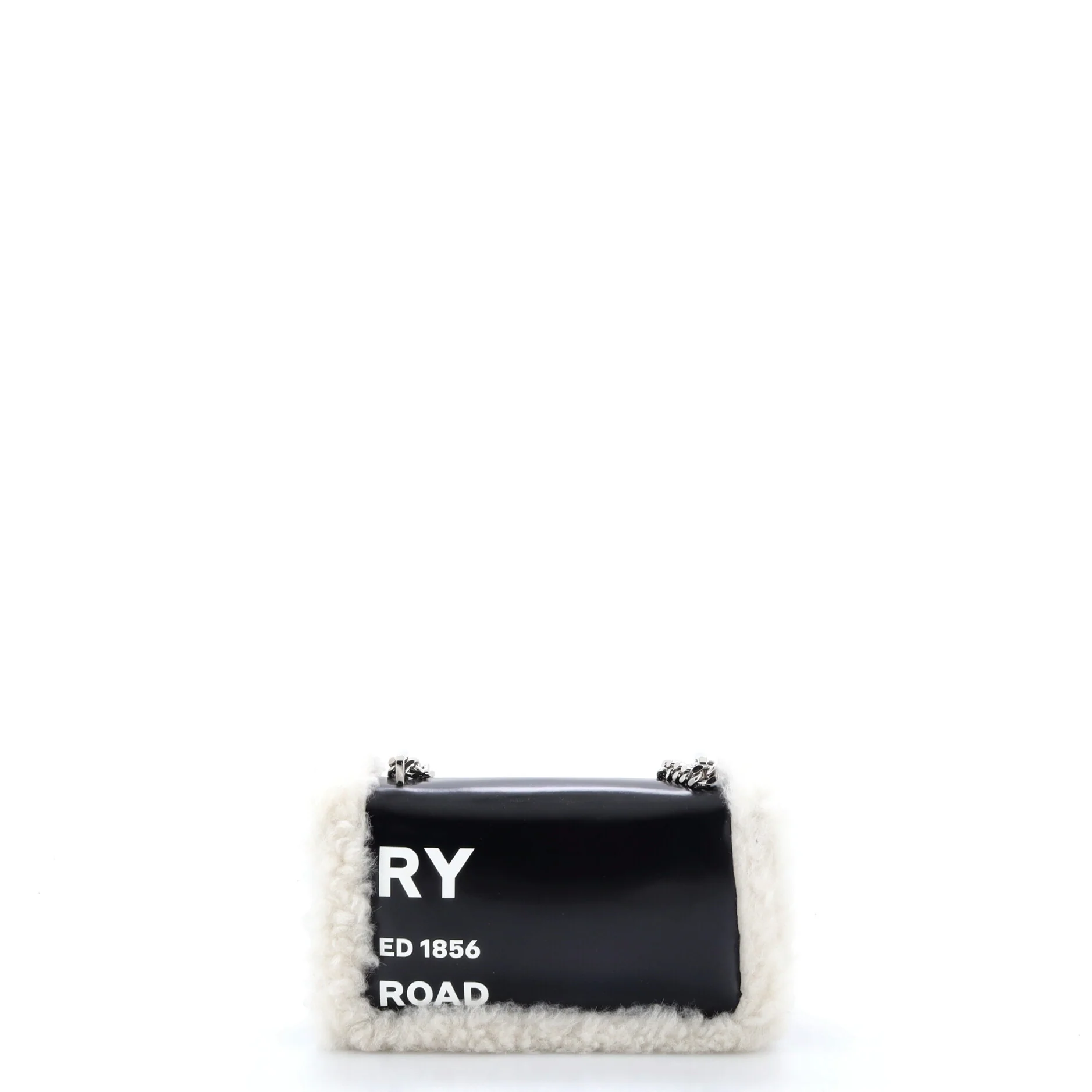 Lola Shoulder Bag Printed Coated Canvas with Shearling Small - Image 3