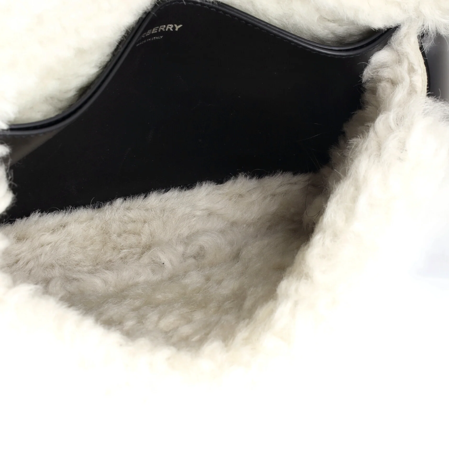 Lola Shoulder Bag Printed Coated Canvas with Shearling Small - Image 5