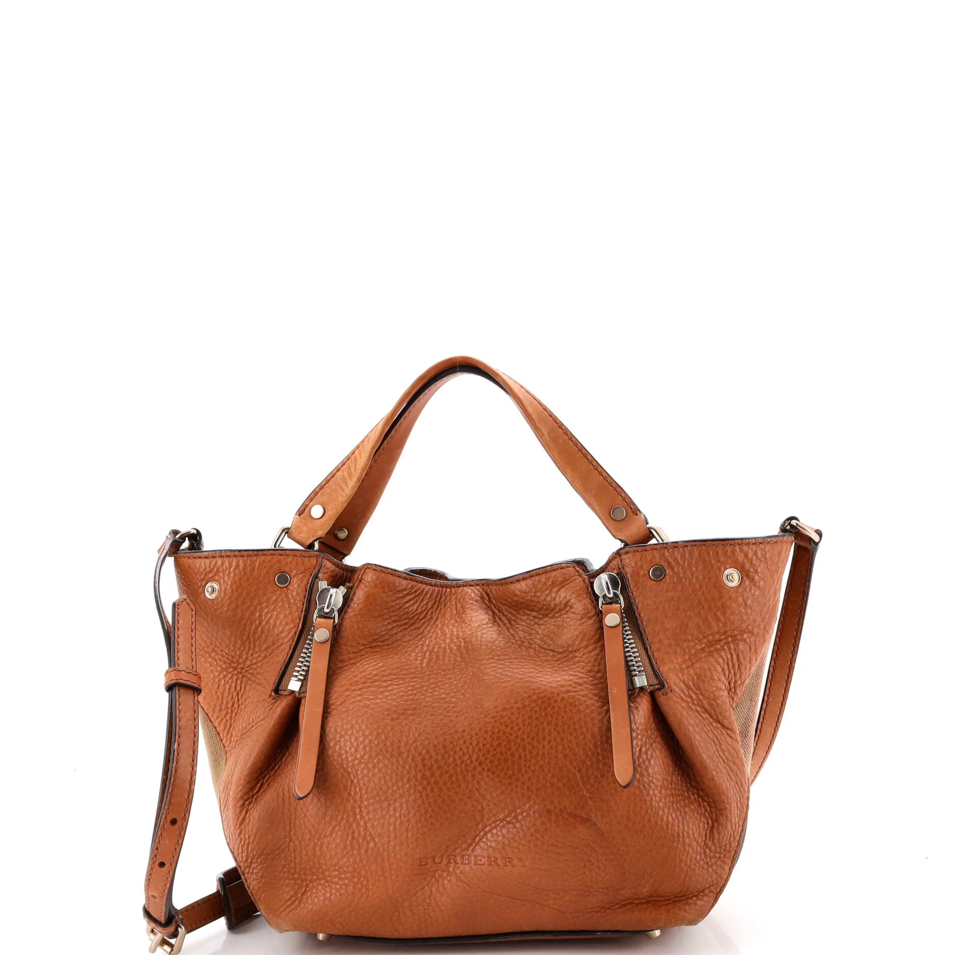 Maidstone Tote Leather and House Check Canvas Medium