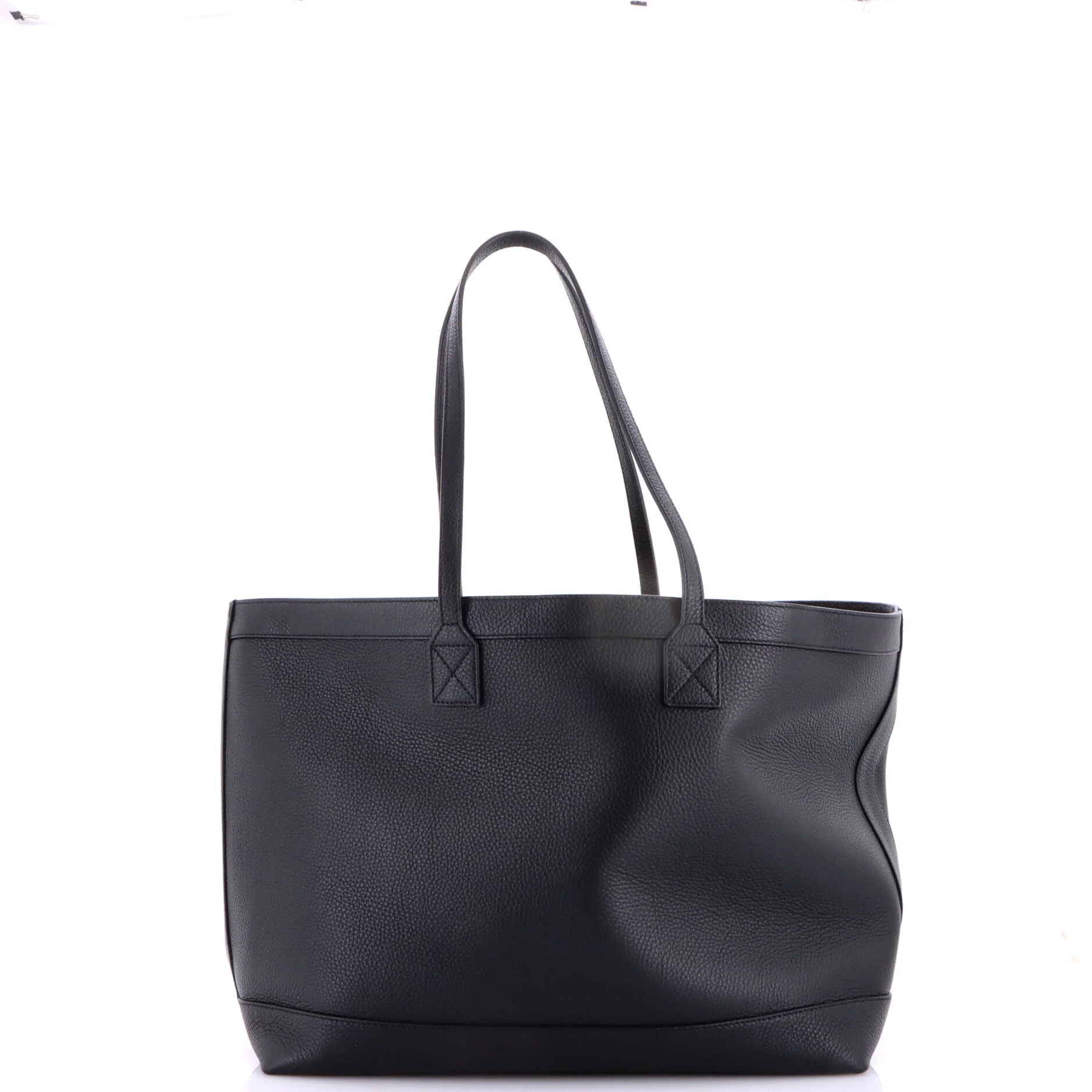 Shopping Tote Leather with Check Canvas Interior Medium - Image 3