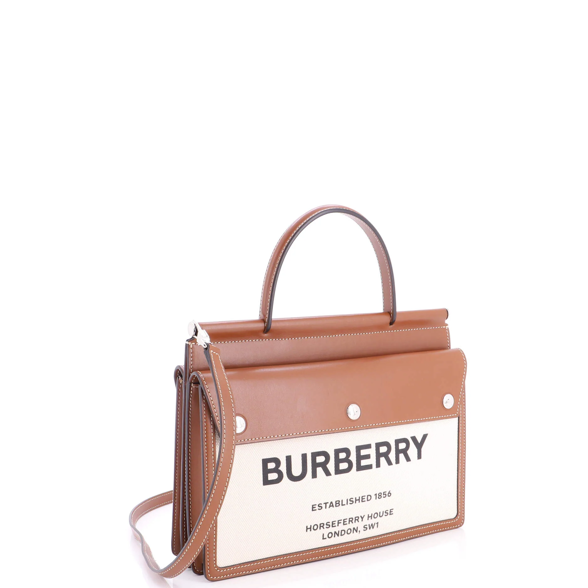 Title Pocket Bag Horseferry Print Canvas with Leather Small - Image 2