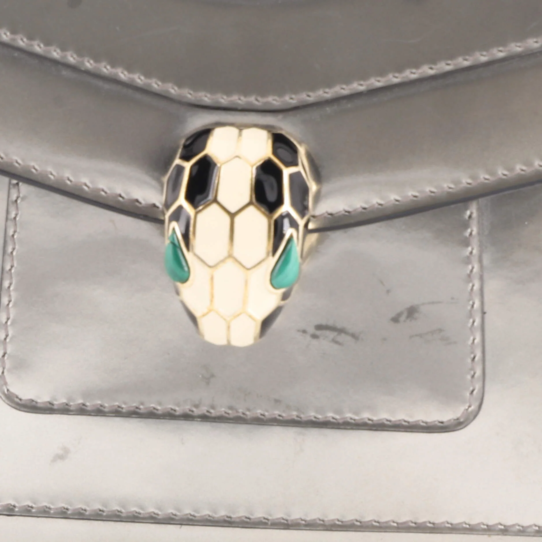 Serpenti Forever Square Shoulder Bag Metallic Leather Small - Image 7