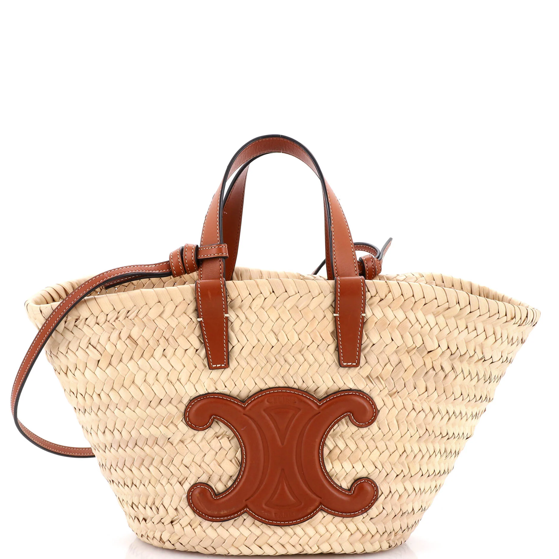 Classic Panier Basket Tote Raffia and Leather Teen