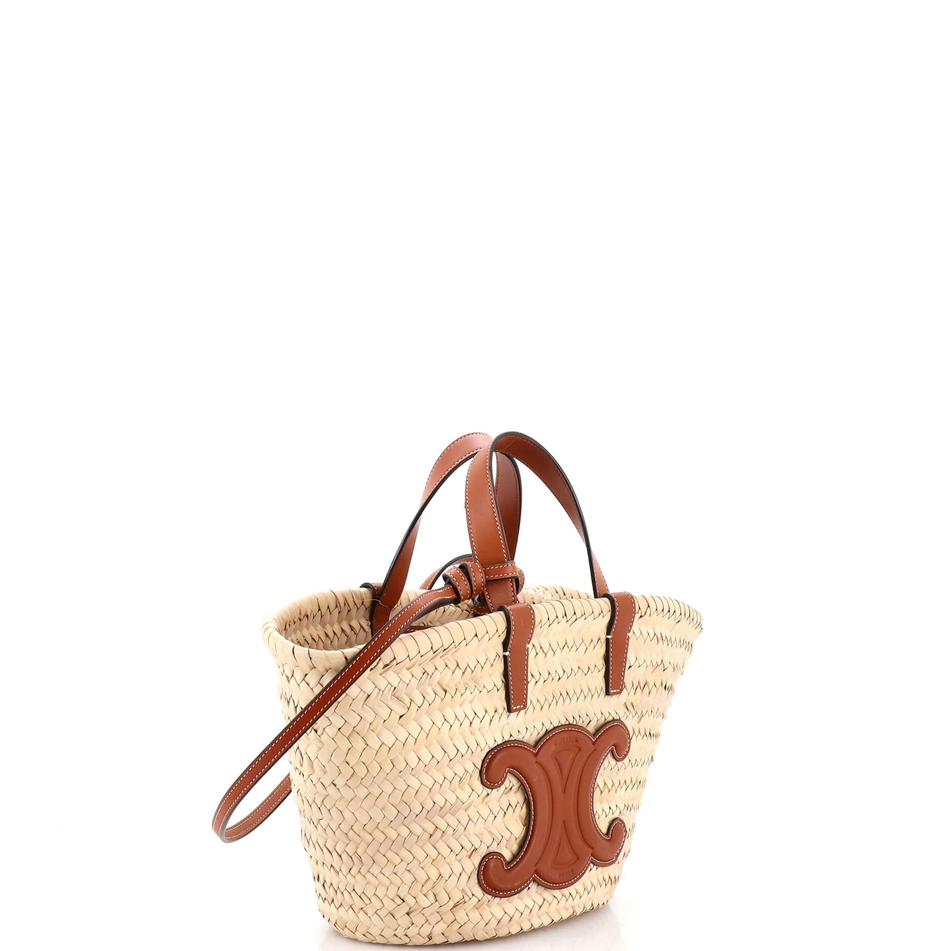 Classic Panier Basket Tote Raffia and Leather Teen - Image 2