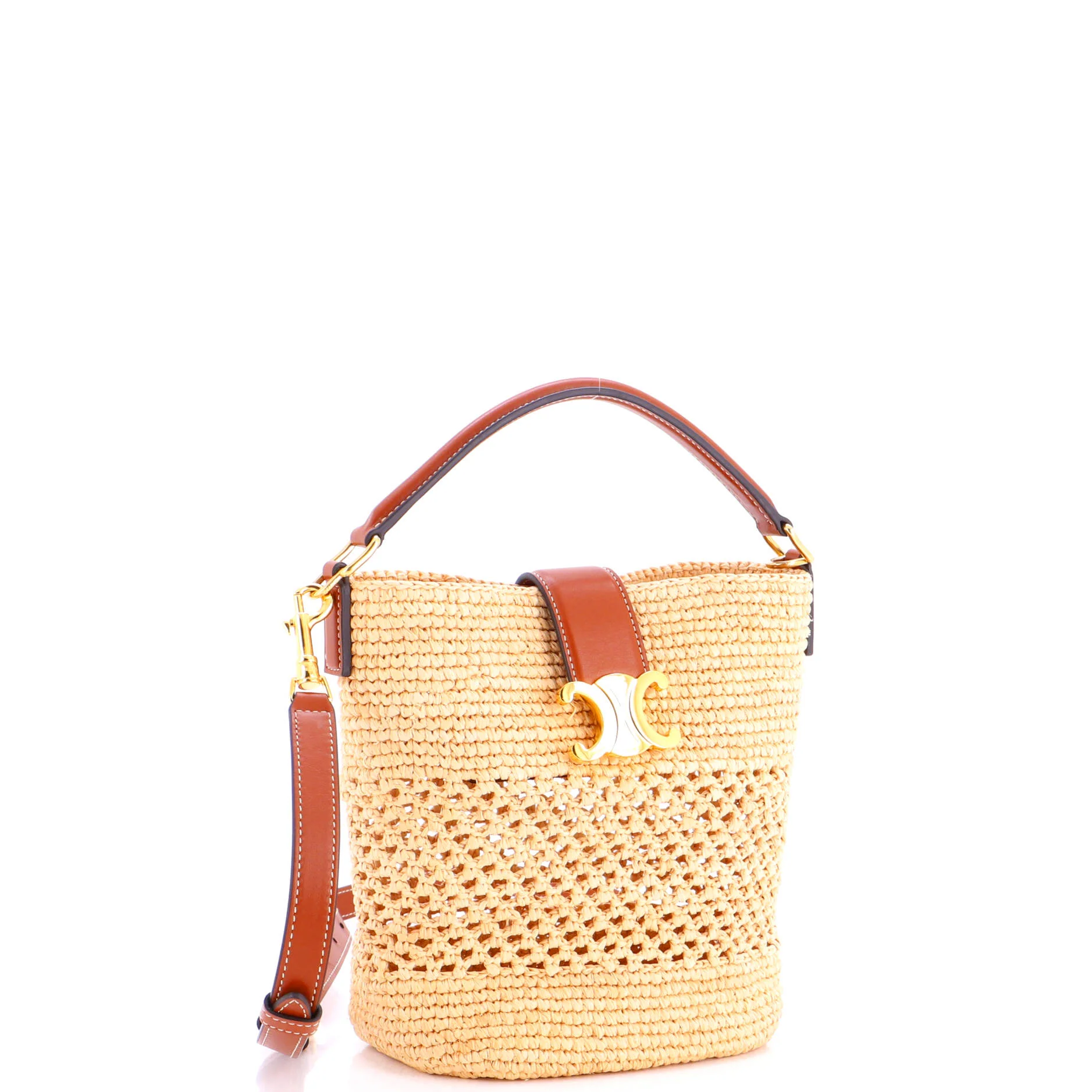 Louise Bag Raffia with Leather Small - Image 2