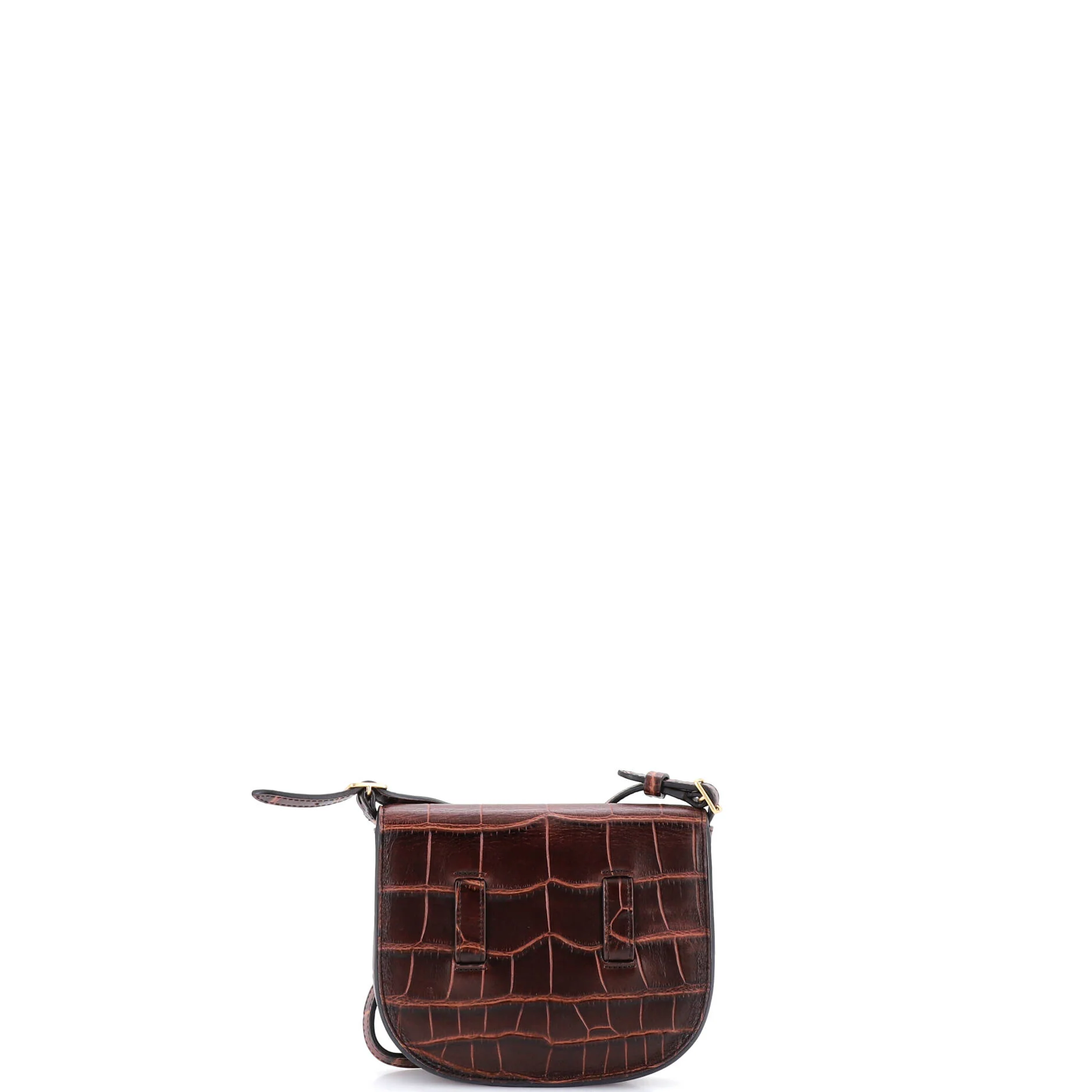 Symmetrical Shoulder Bag Crocodile Embossed Leather Mini - Image 3