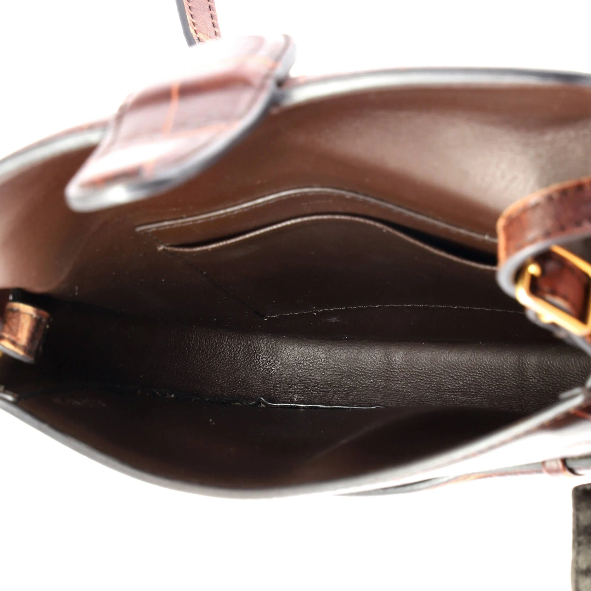 Symmetrical Shoulder Bag Crocodile Embossed Leather Mini - Image 5