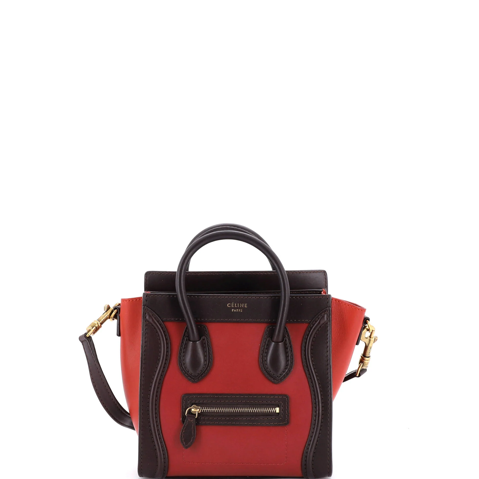 Tricolor Luggage Bag Leather Nano