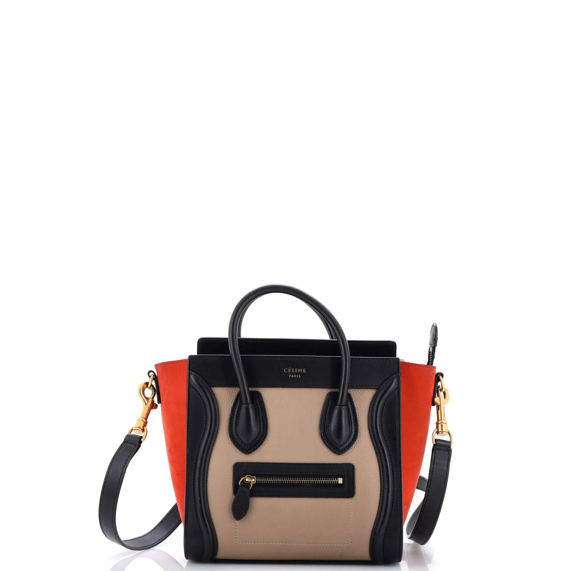 Tricolor Luggage Bag Leather Nano