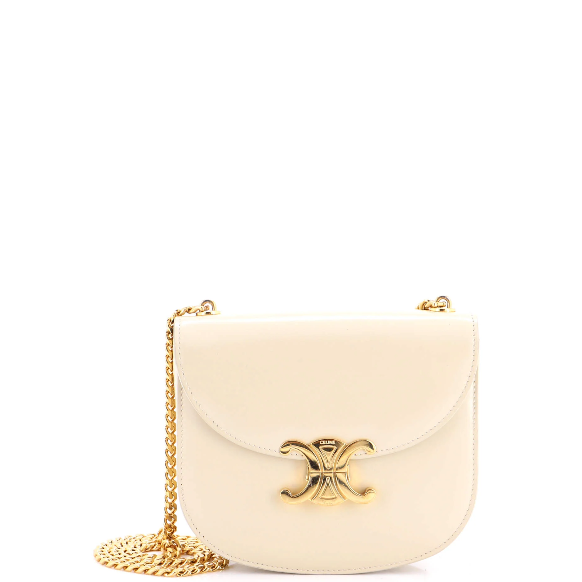 Triomphe Besace Clea Chain Flap Bag Leather