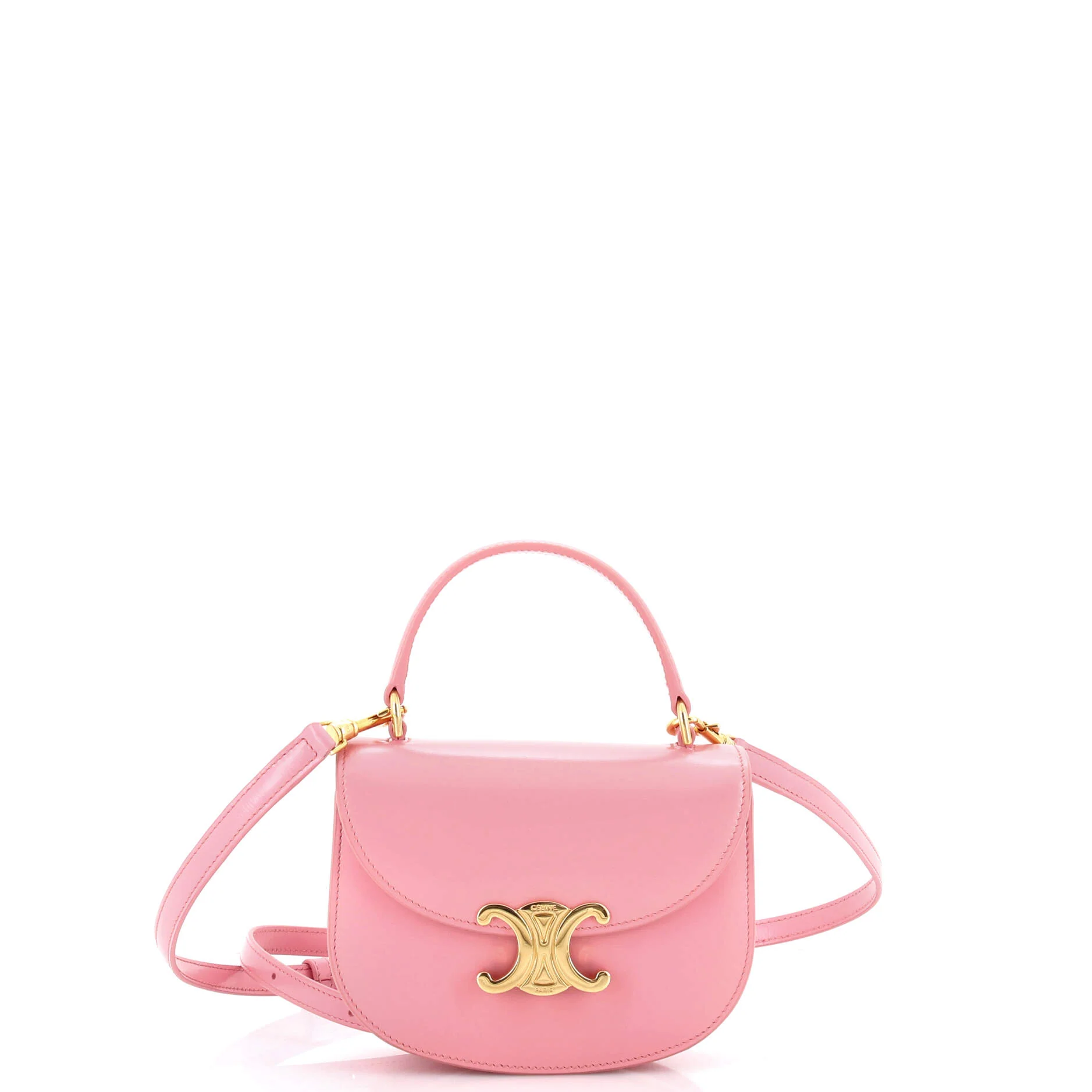 Triomphe Besace Clea Top Handle Flap Bag Leather Mini