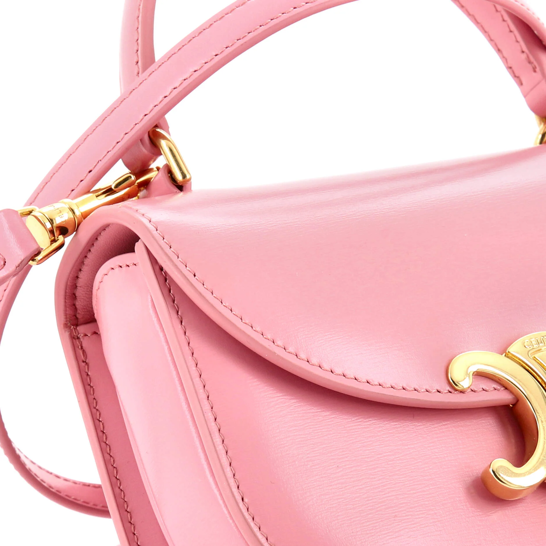 Triomphe Besace Clea Top Handle Flap Bag Leather Mini - Image 6