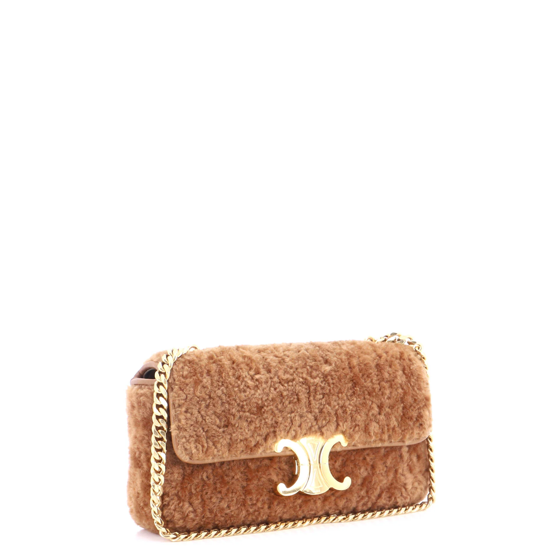 Triomphe Chain Shoulder Bag Shearling Small - Image 2