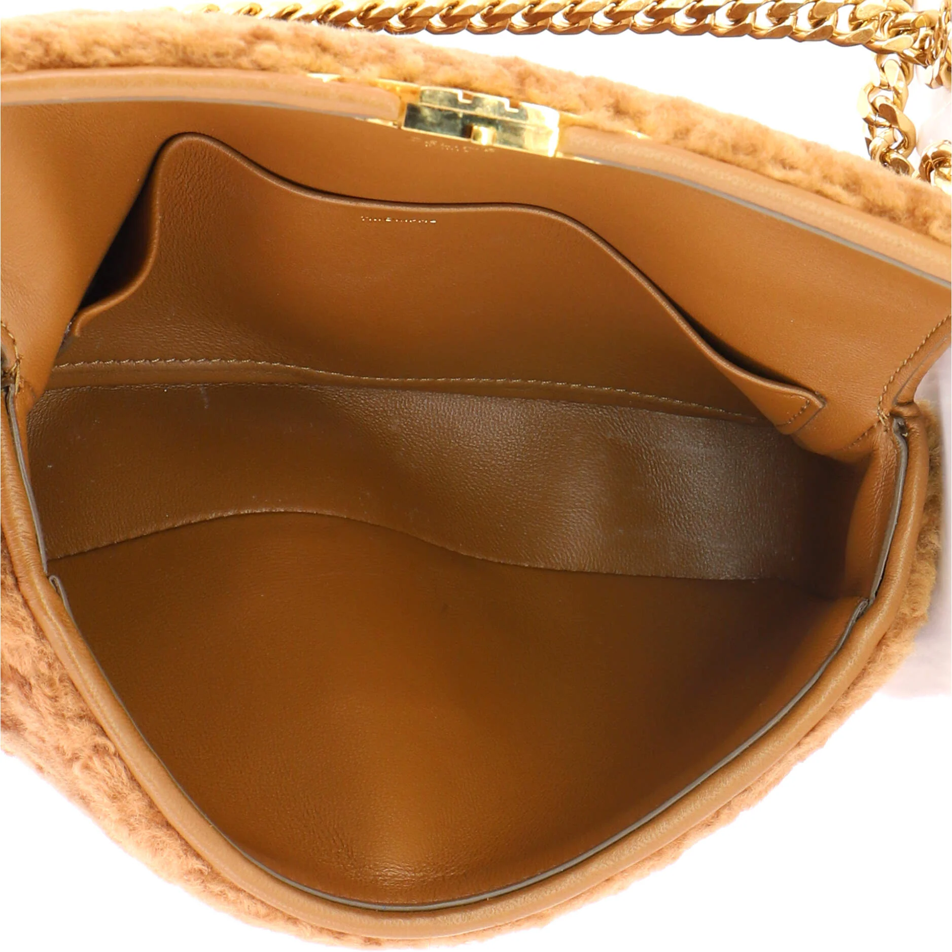 Triomphe Chain Shoulder Bag Shearling Small - Image 5