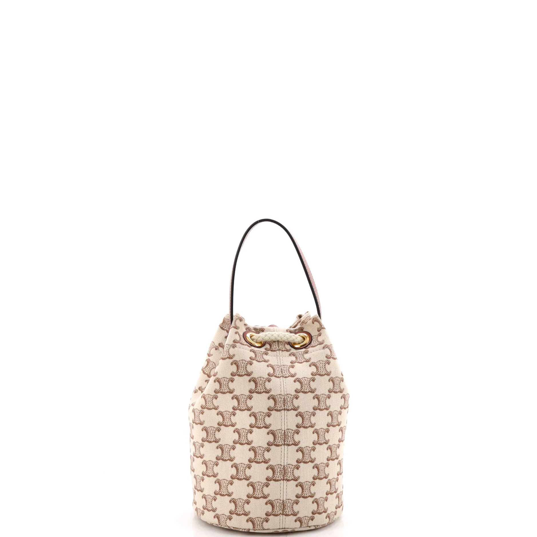 Triomphe Drawstring Bucket Bag Triomphe Canvas with Leather Teen - Image 3