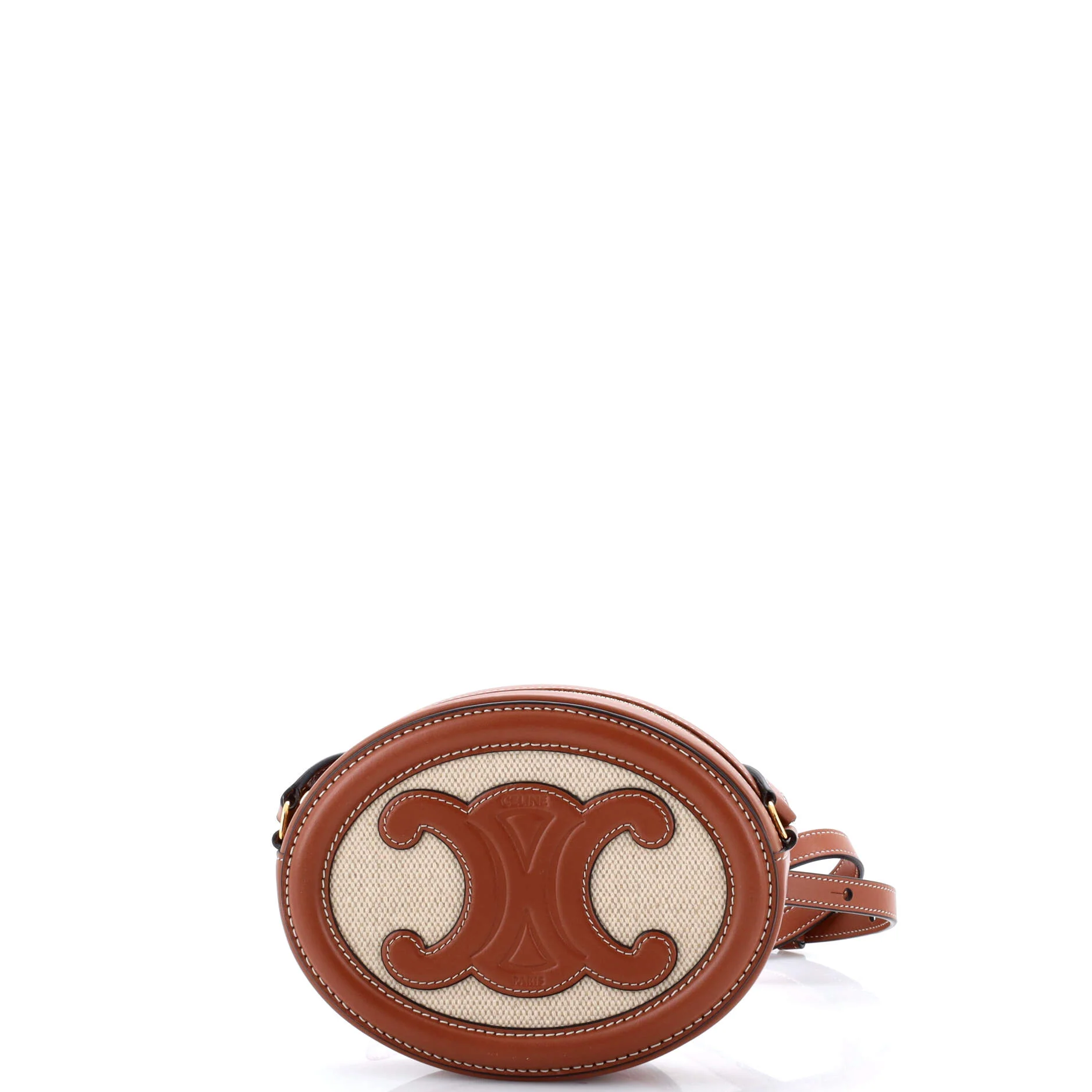 Triomphe Oval Crossbody Bag Canvas and Leather - Image 3