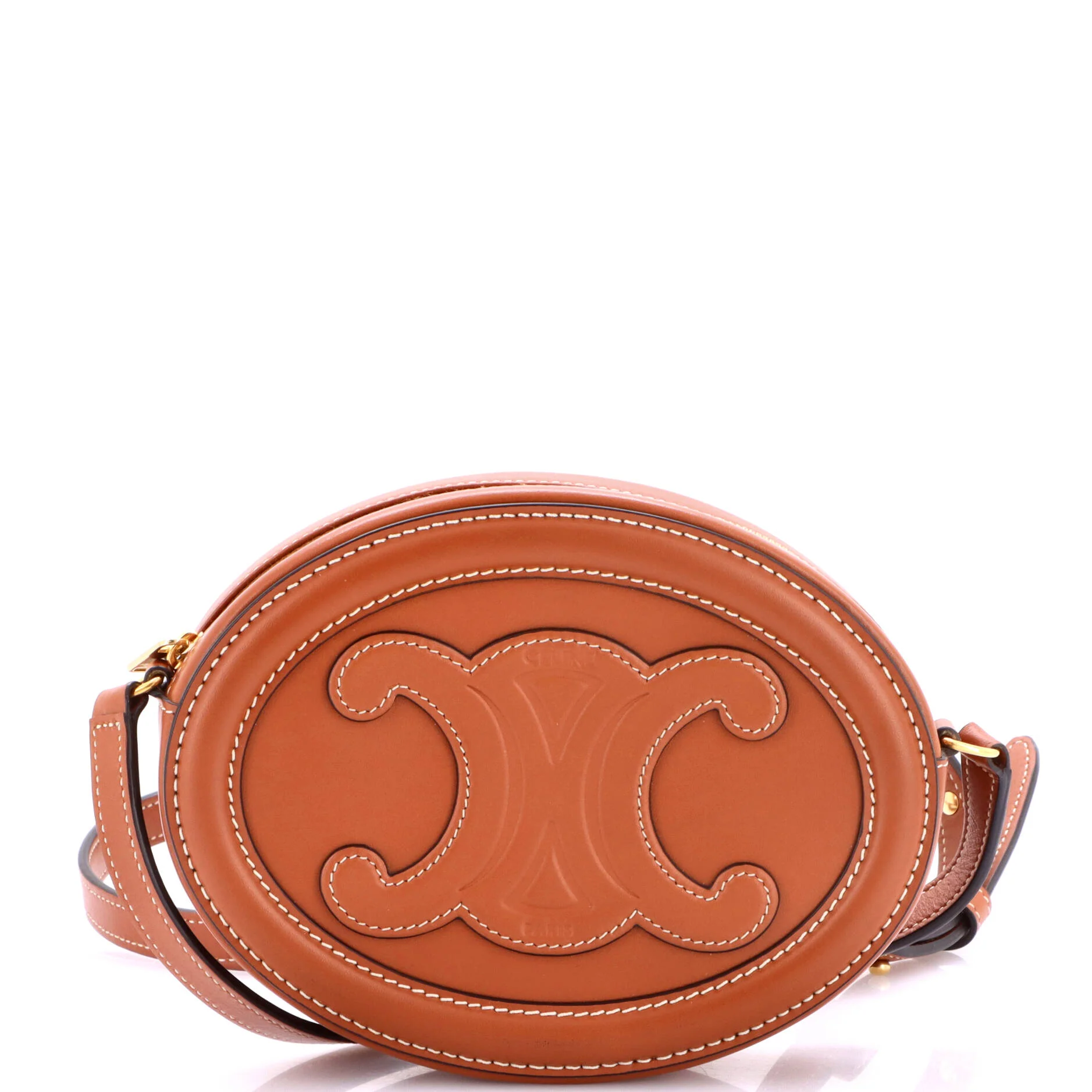 Triomphe Oval Crossbody Bag Leather Mini