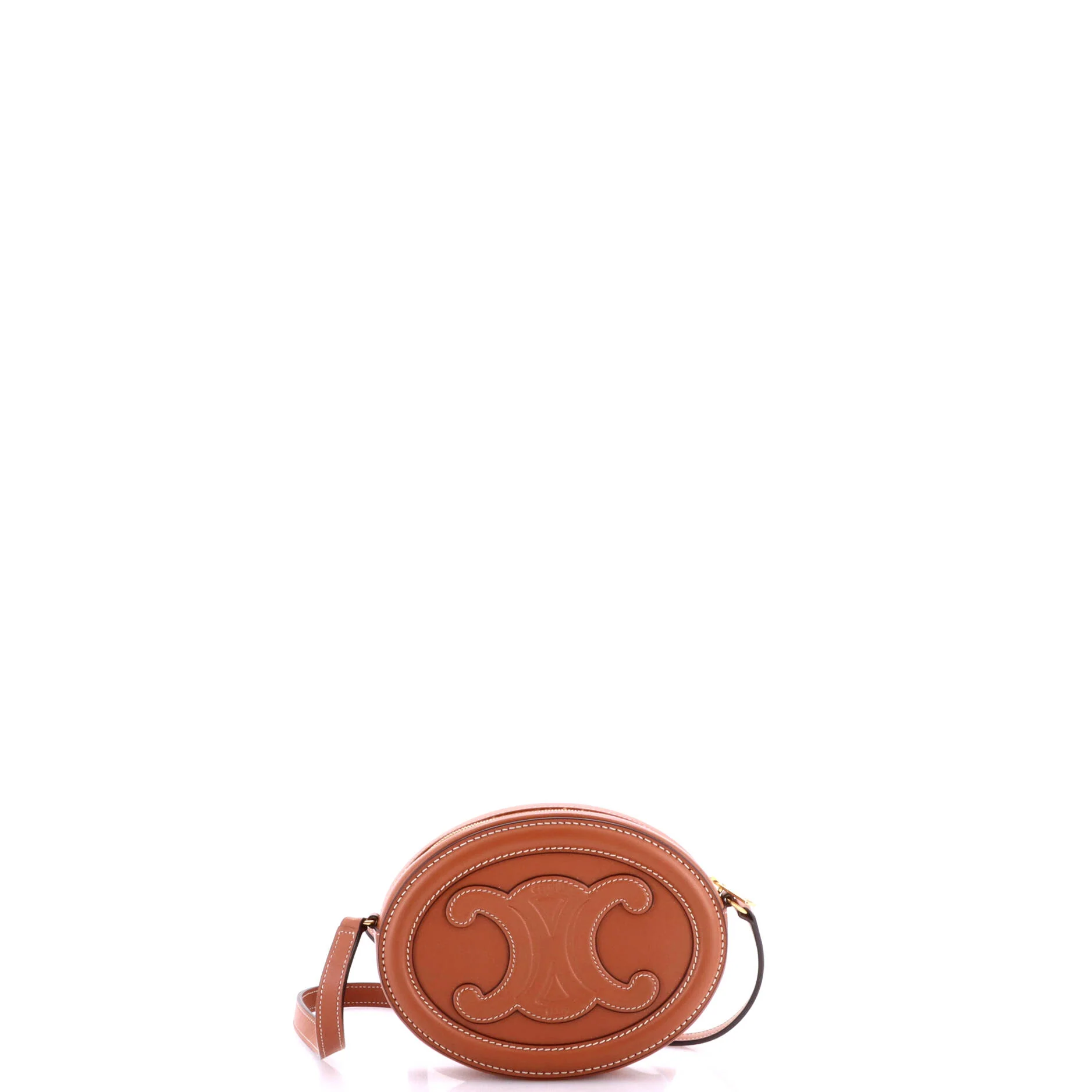 Triomphe Oval Crossbody Bag Leather Mini - Image 3