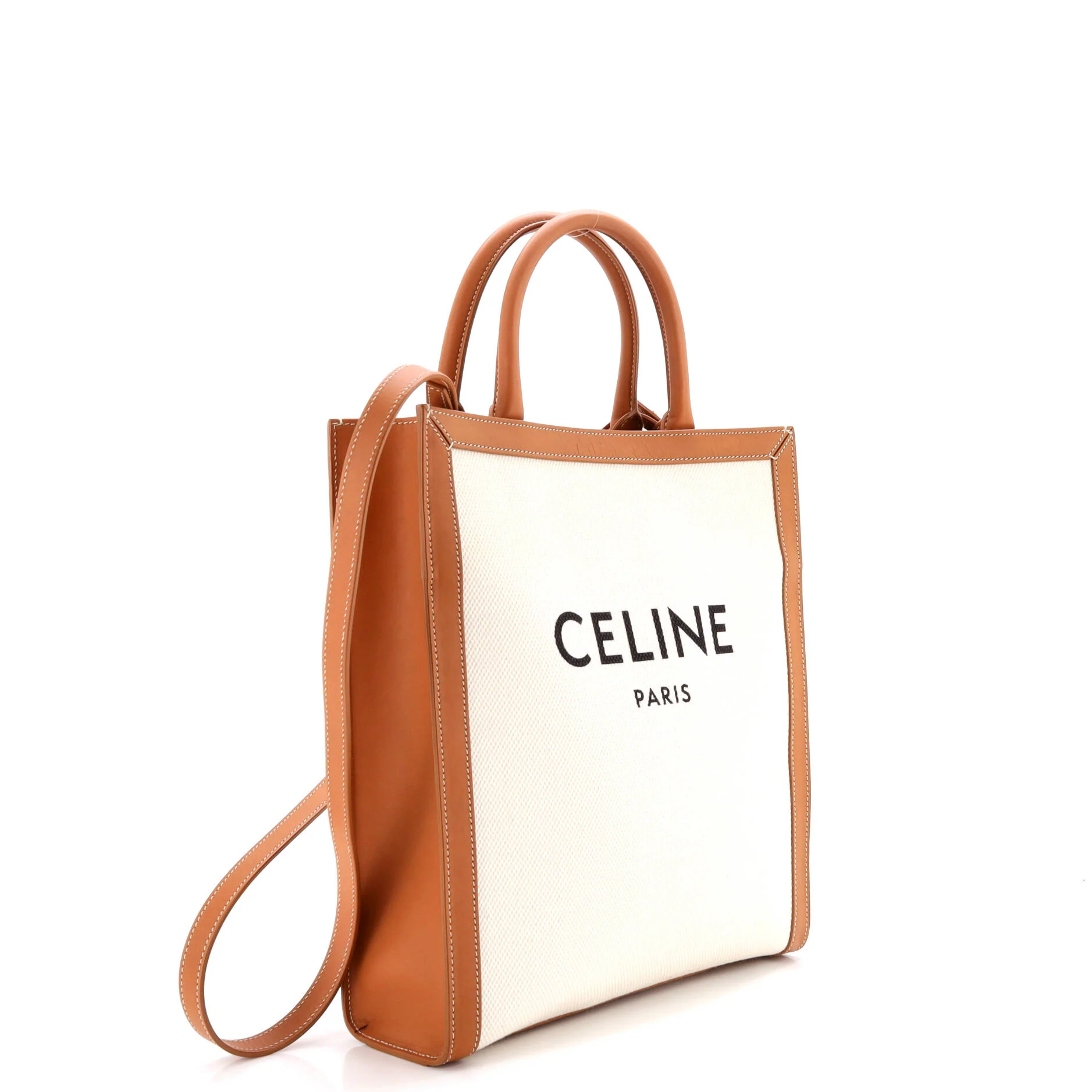 Vertical Cabas Tote Canvas with Leather Small - Image 2