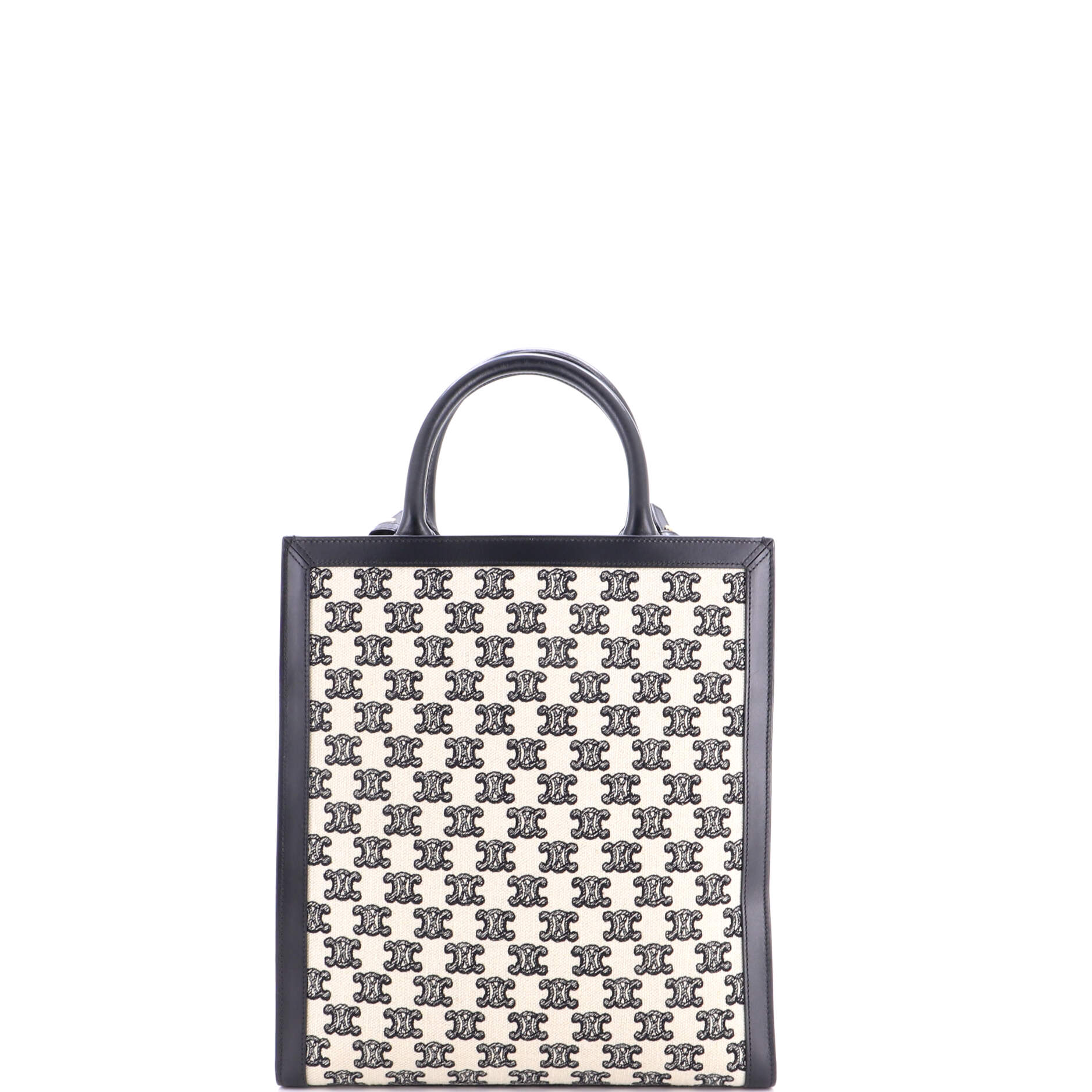 Vertical Cabas Tote Embroidered Canvas with Leather Small - Image 3