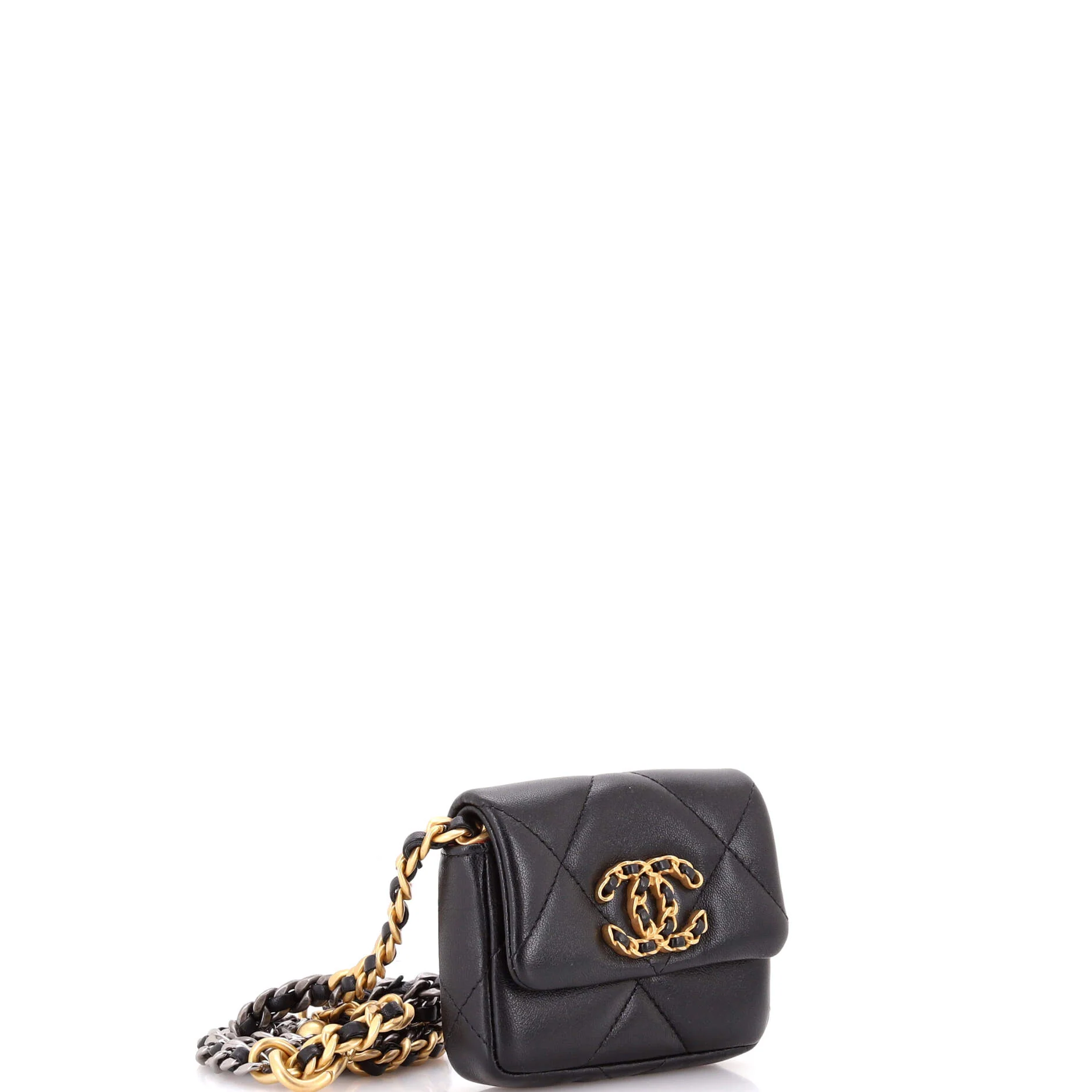 19 Convertible Flap Coin Purse With Chain Quilted Lambskin - Image 3