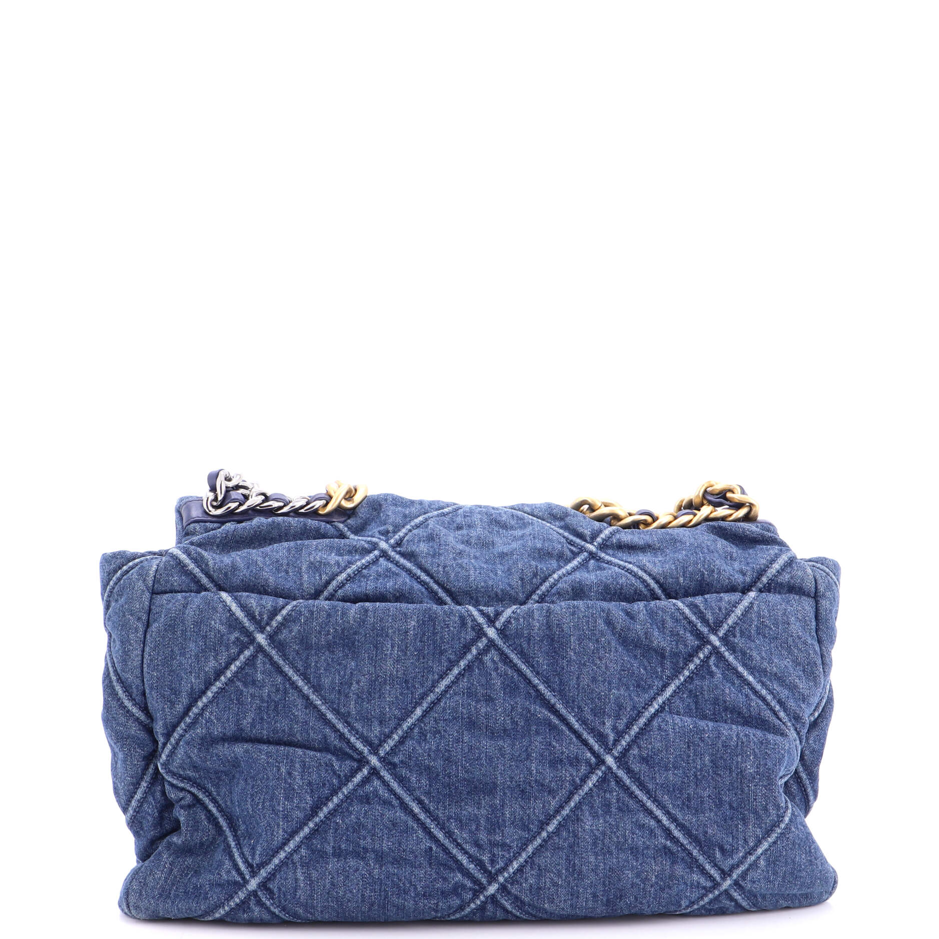 19 Flap Bag Quilted Denim Maxi - Image 3