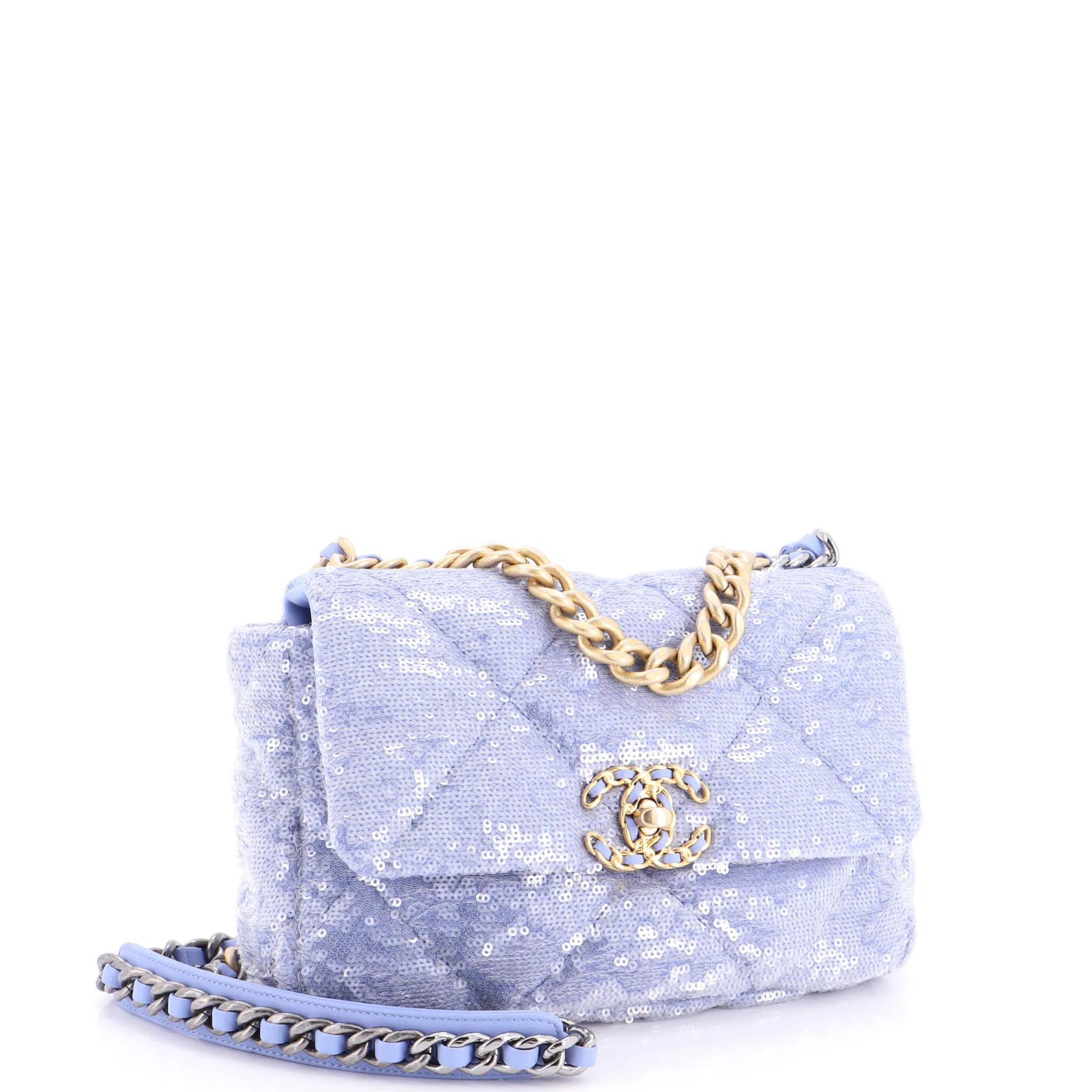 19 Flap Bag Quilted Sequins Medium - Image 2