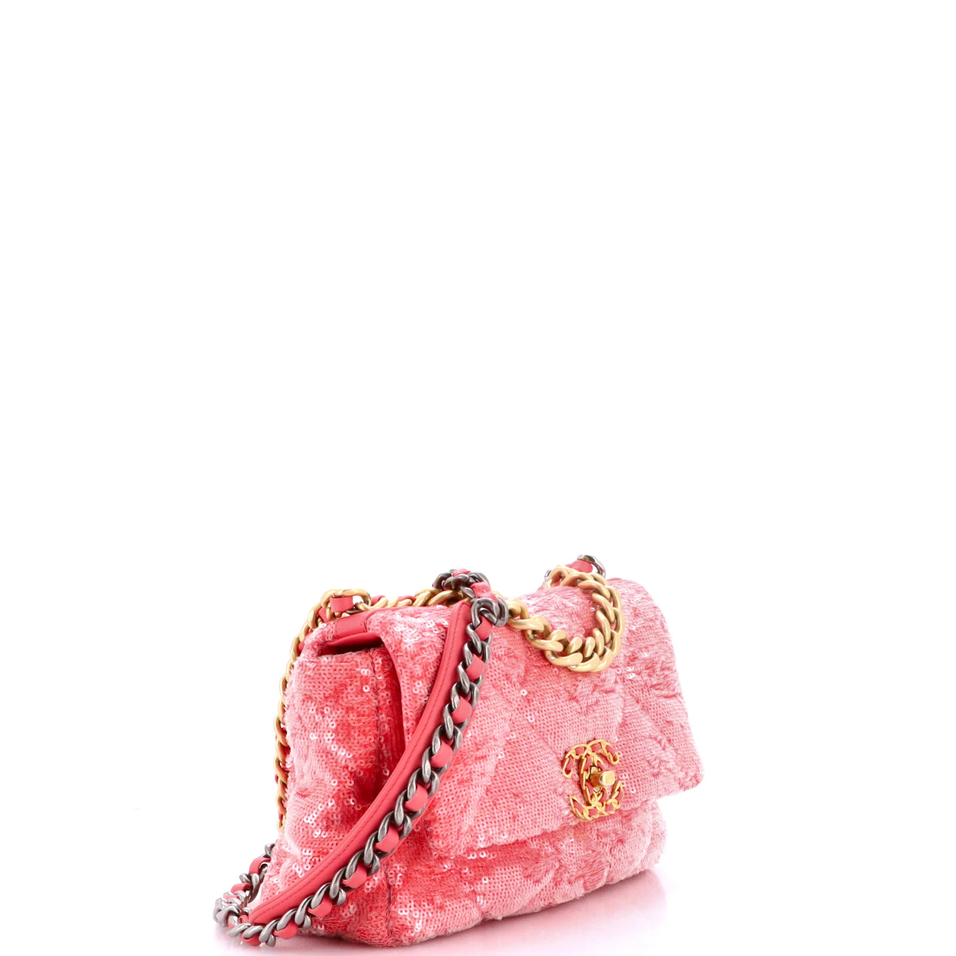 19 Flap Bag Quilted Sequins Medium - Image 3