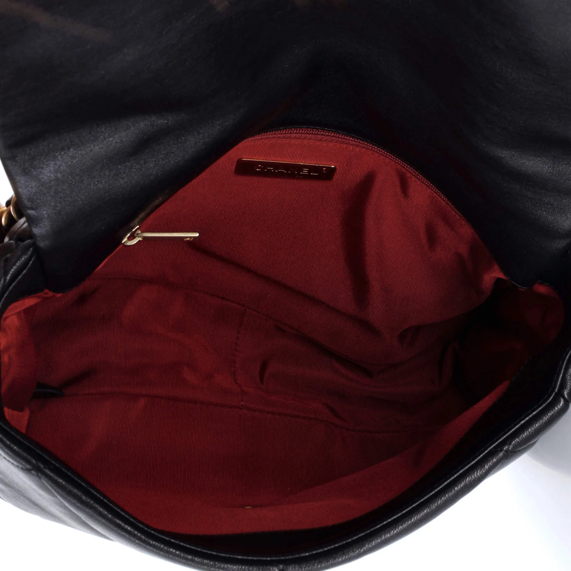 19 Flap Bag Quilted Shiny Crumpled Calfskin Large - Image 5
