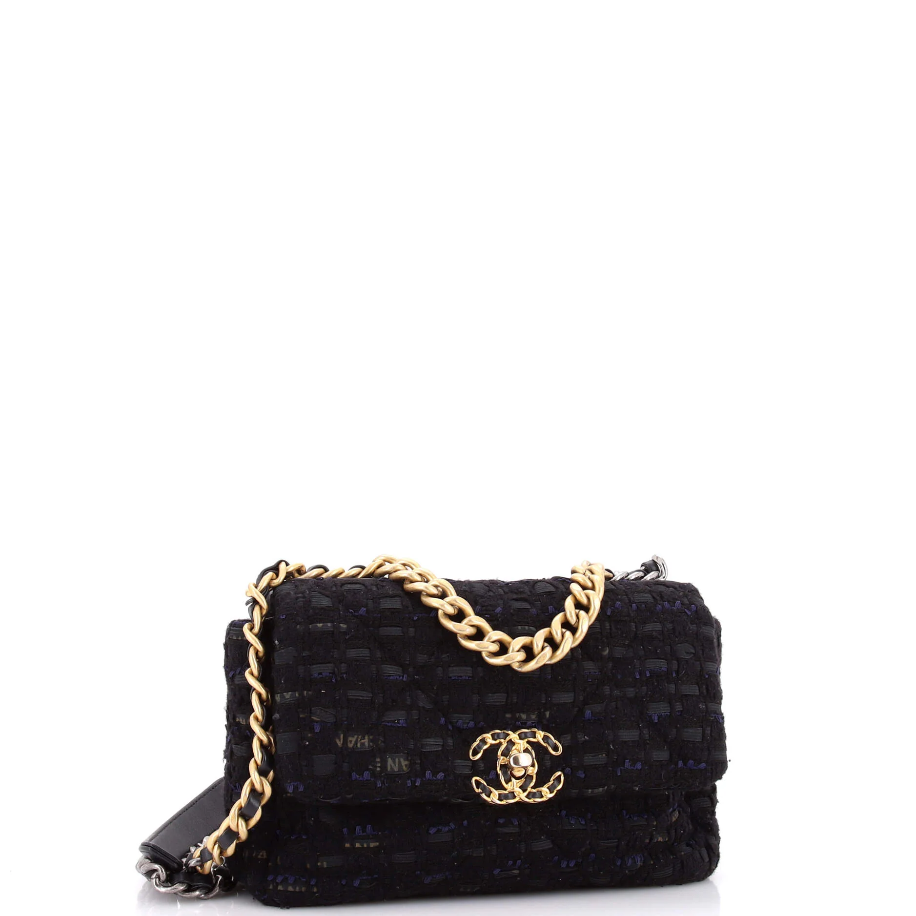19 Flap Bag Quilted Tweed and Ribbon Medium - Image 2