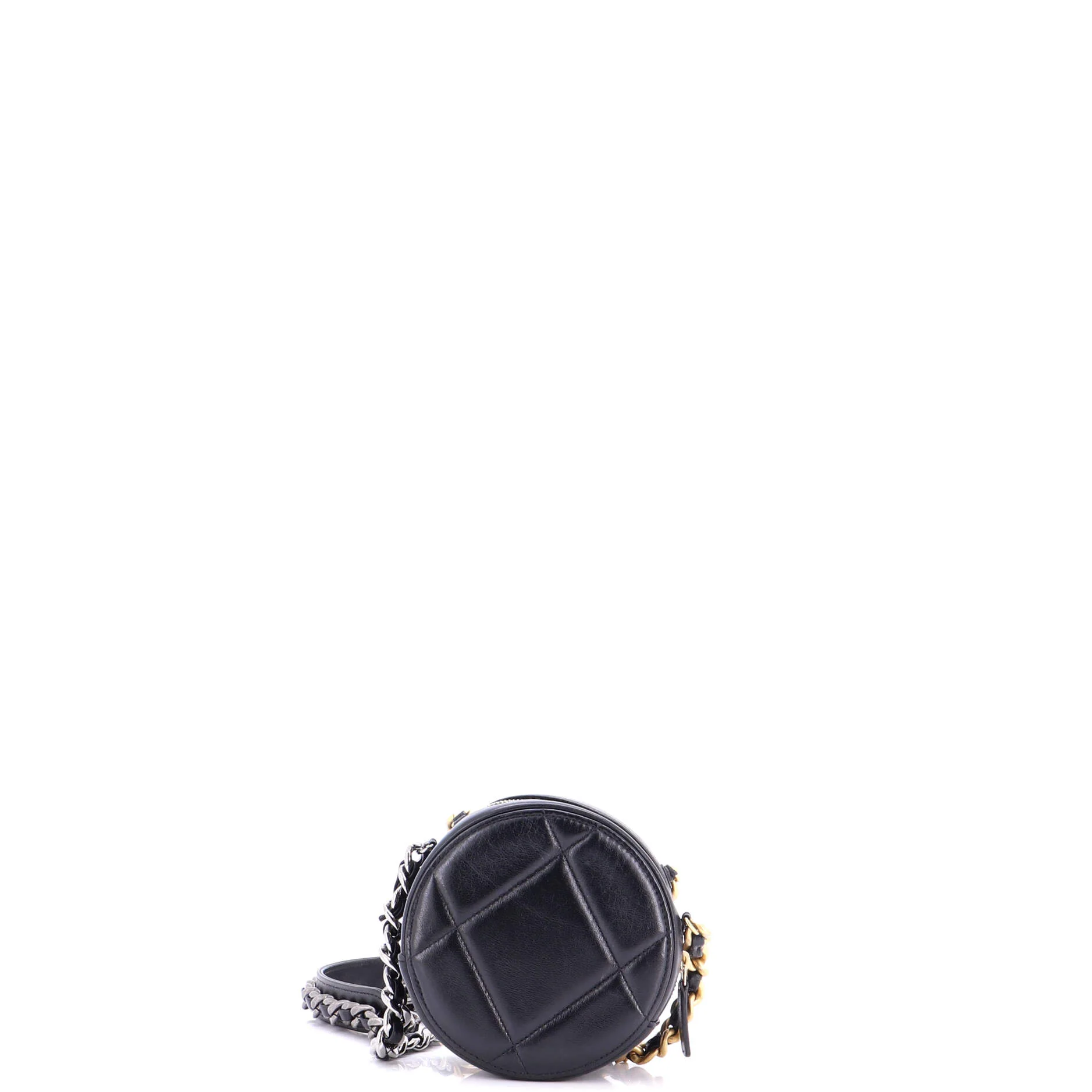 19 Round Clutch with Chain Quilted Leather - Image 6