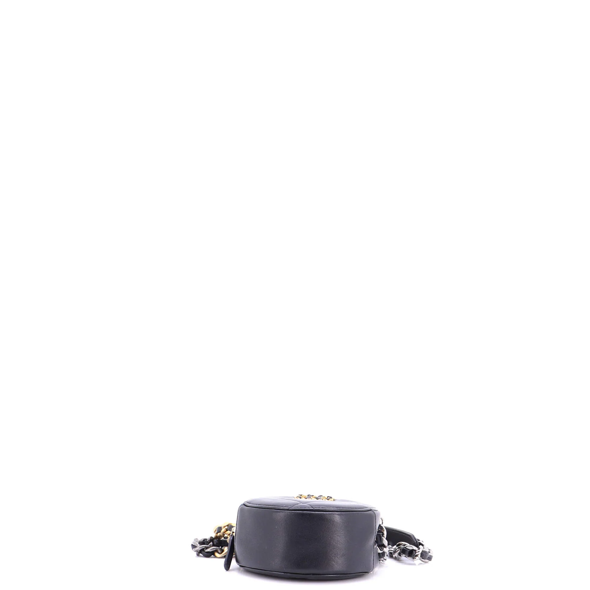 19 Round Clutch with Chain Quilted Leather - Image 8